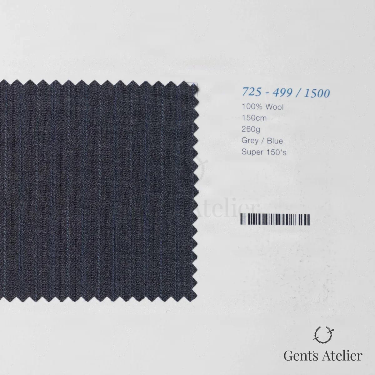 Образец ткани Marzoni 725 - 499 / 1500 с этикеткой — Серый / Синий