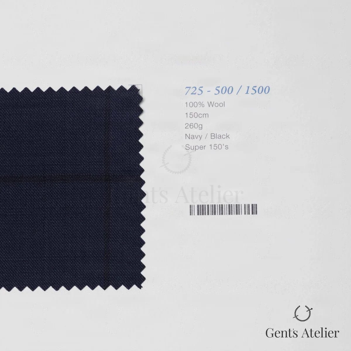 Образец ткани Marzoni 725 - 500 / 1500 с этикеткой — Тёмно-синий/Чёрный