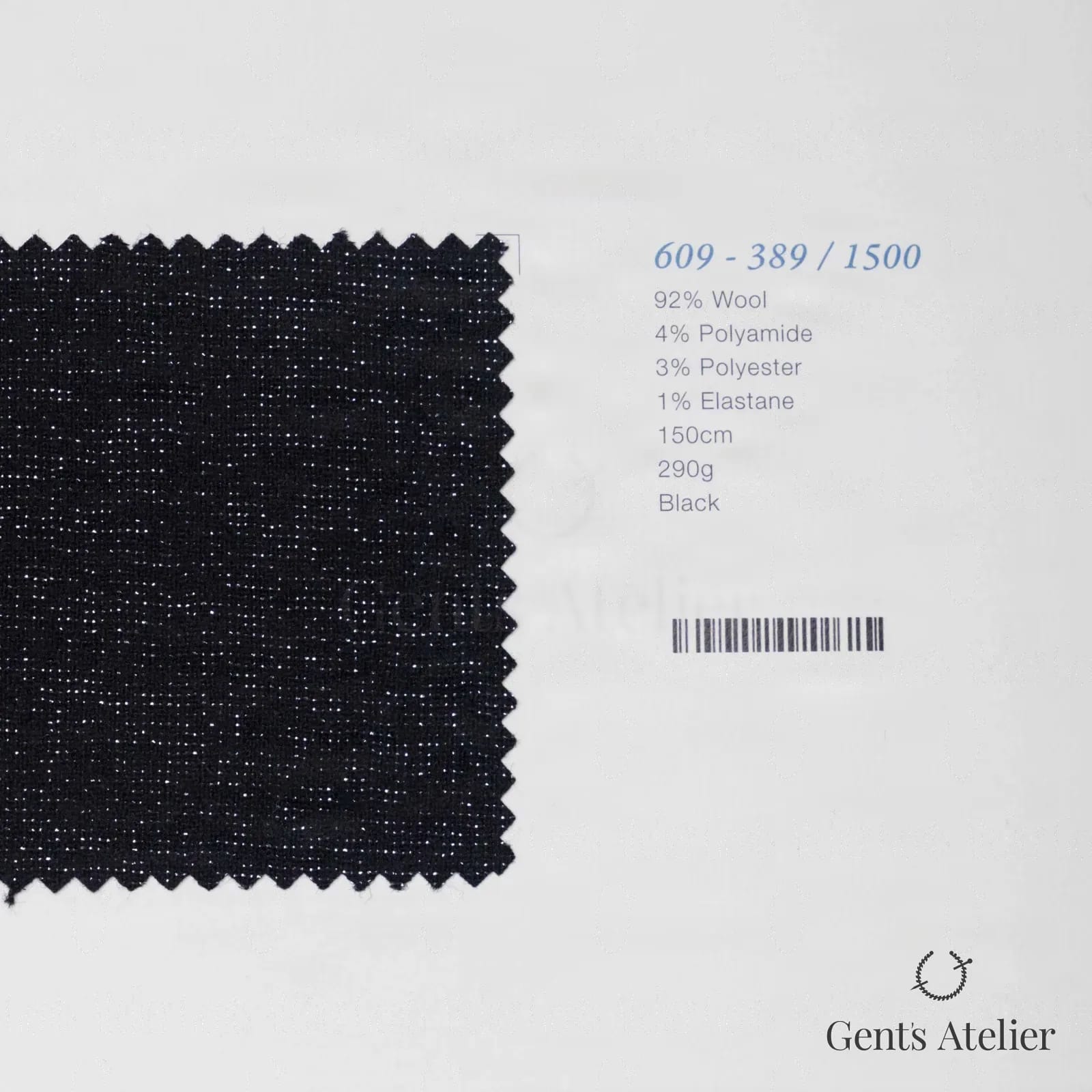 Образец ткани Marzoni 609 - 389 / 1500 с этикеткой — Чёрный