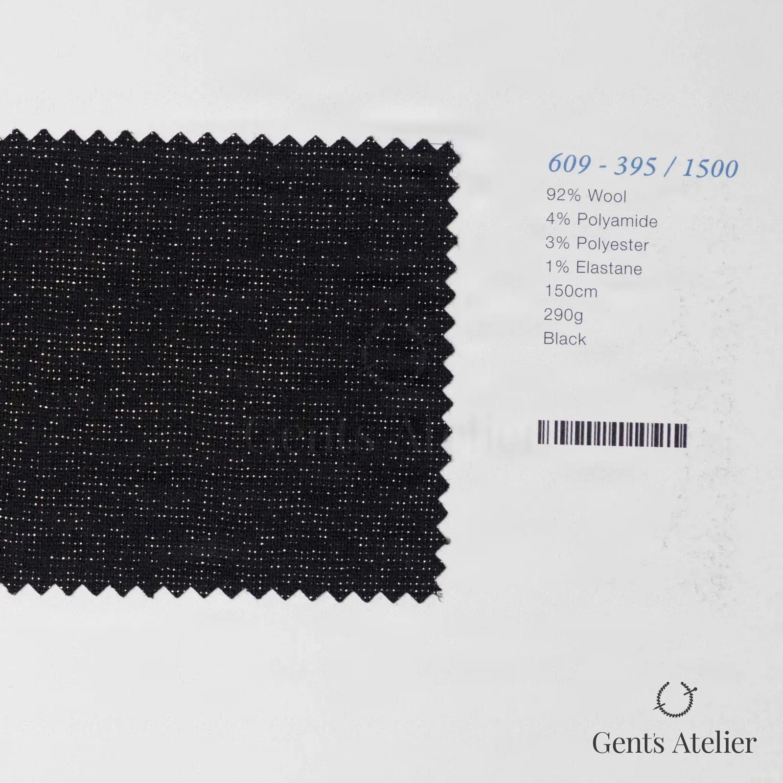 Образец ткани Marzoni 609 - 395 / 1500 с этикеткой — Чёрный