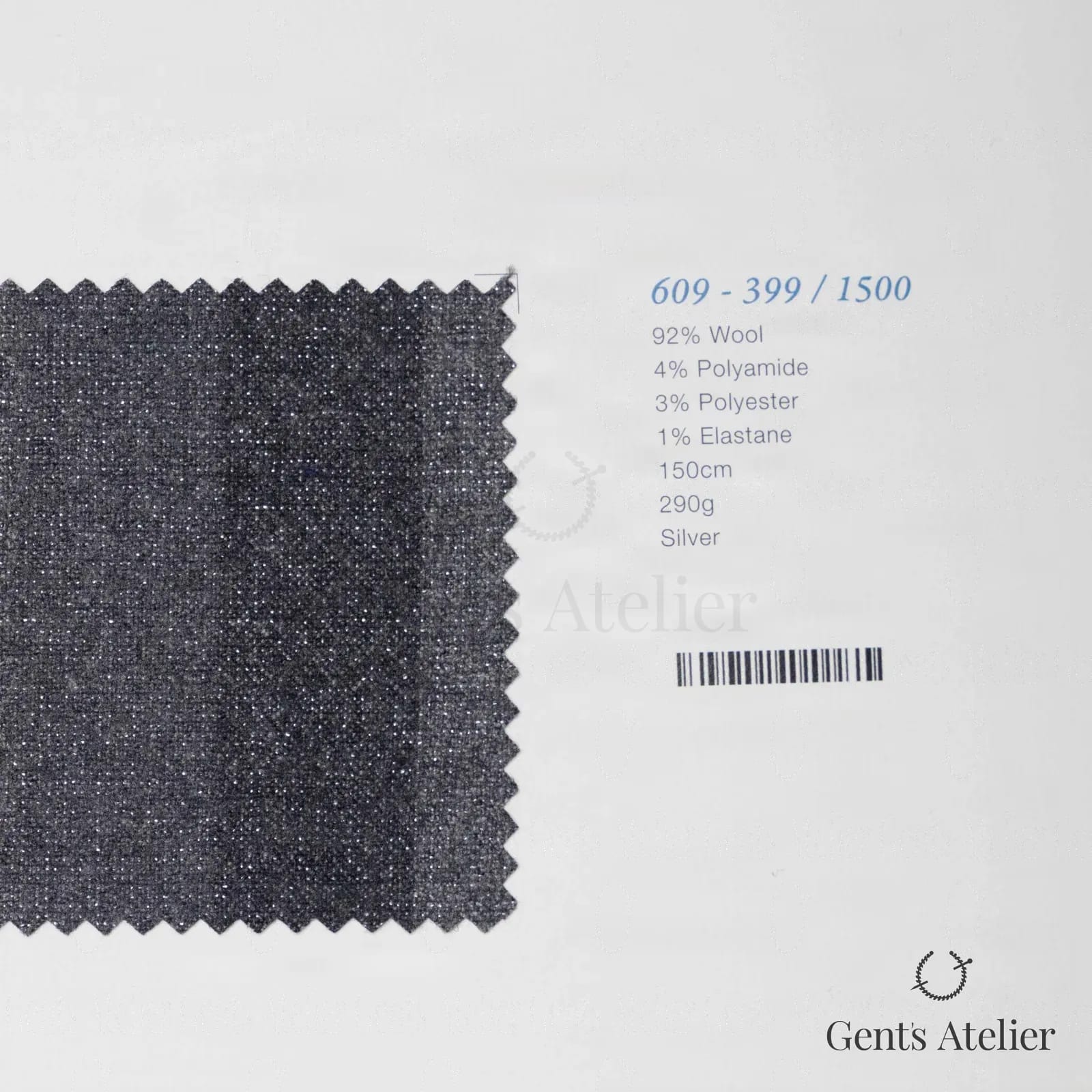 Образец ткани Marzoni 609 - 399 / 1500 с этикеткой — Silver