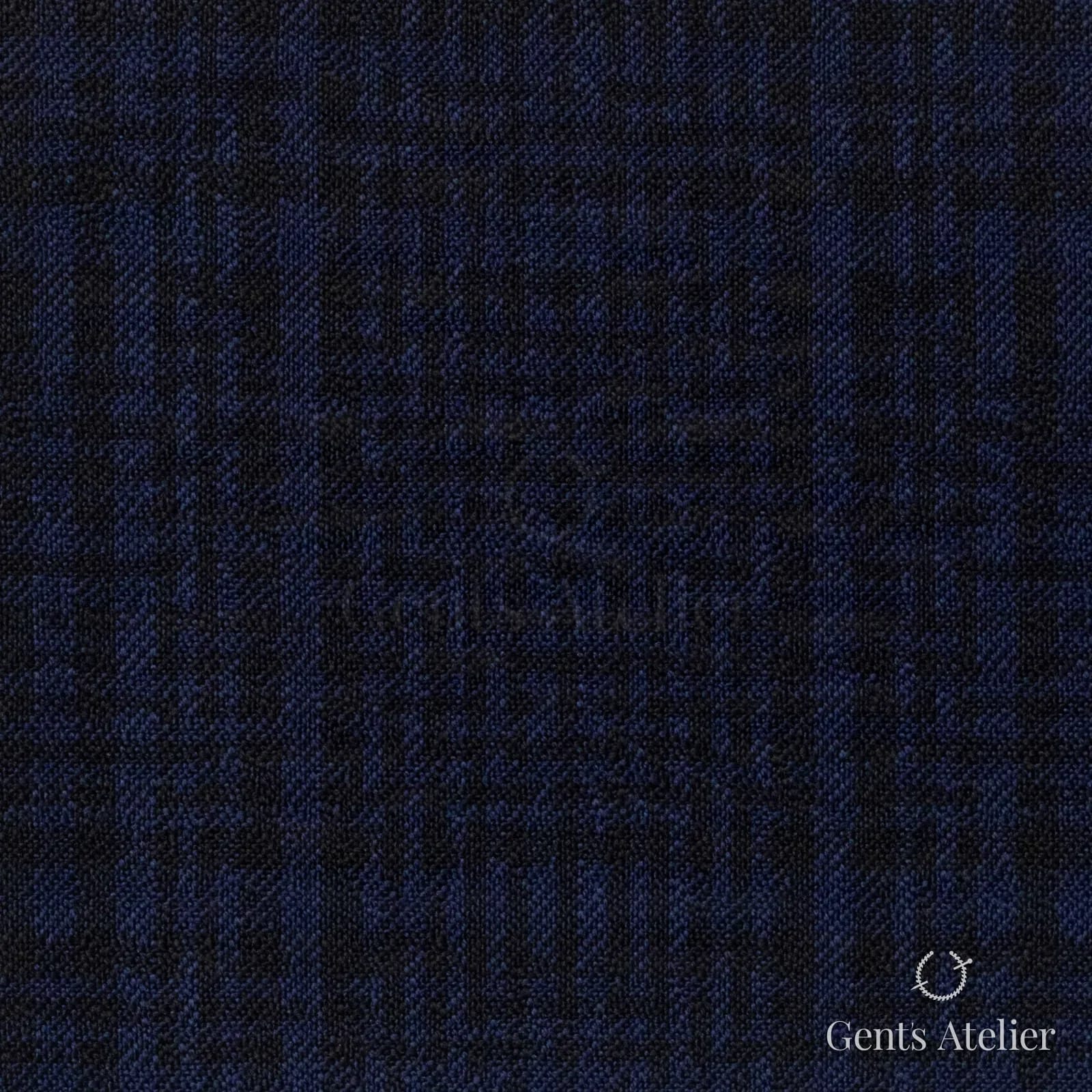 Костюмная ткань Marzoni 609 - 434 / 1000 — Синий / Тёмно-синий, оконная клетка, 100% шерсть