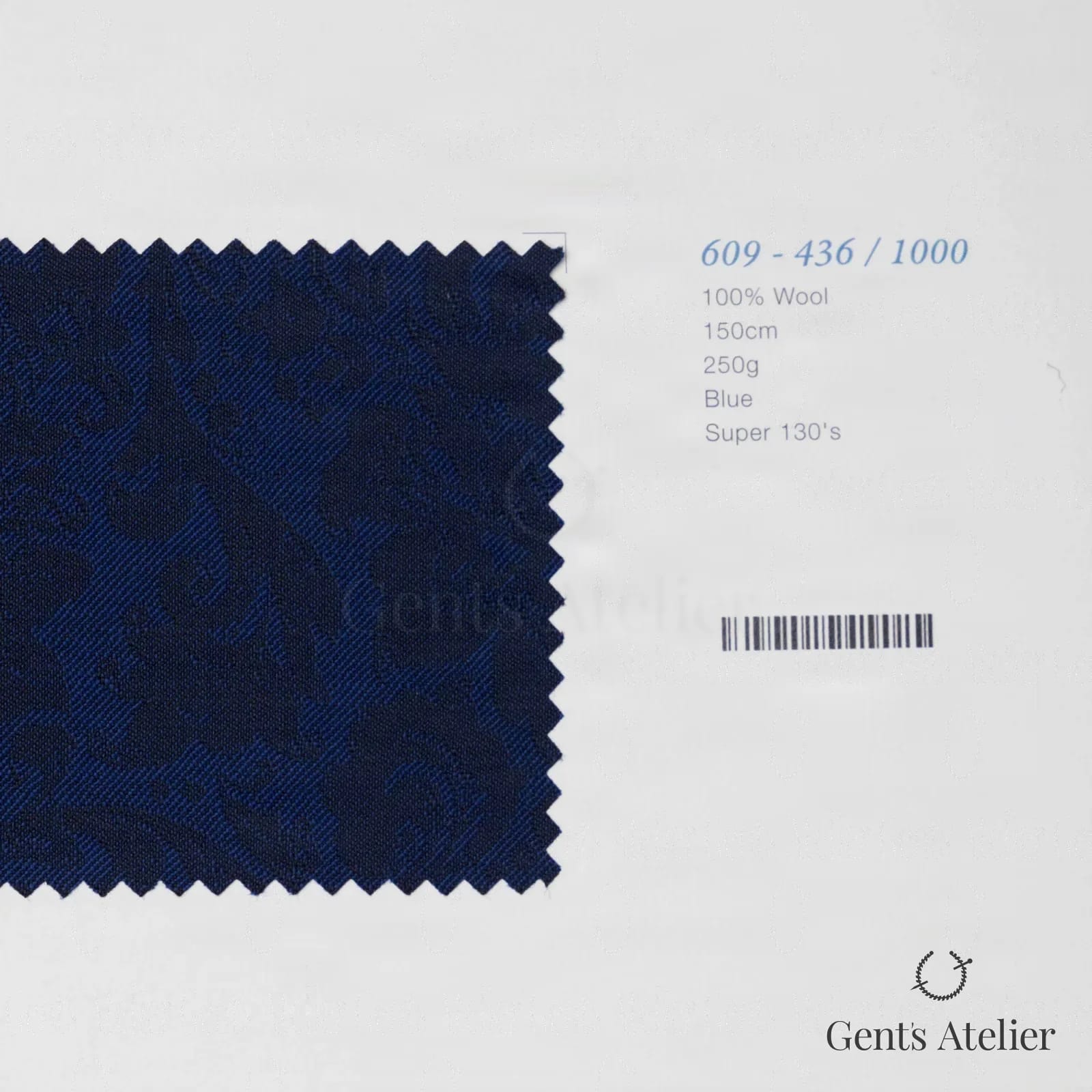 Образец ткани Marzoni 609 - 436 / 1000 с этикеткой — Синий
