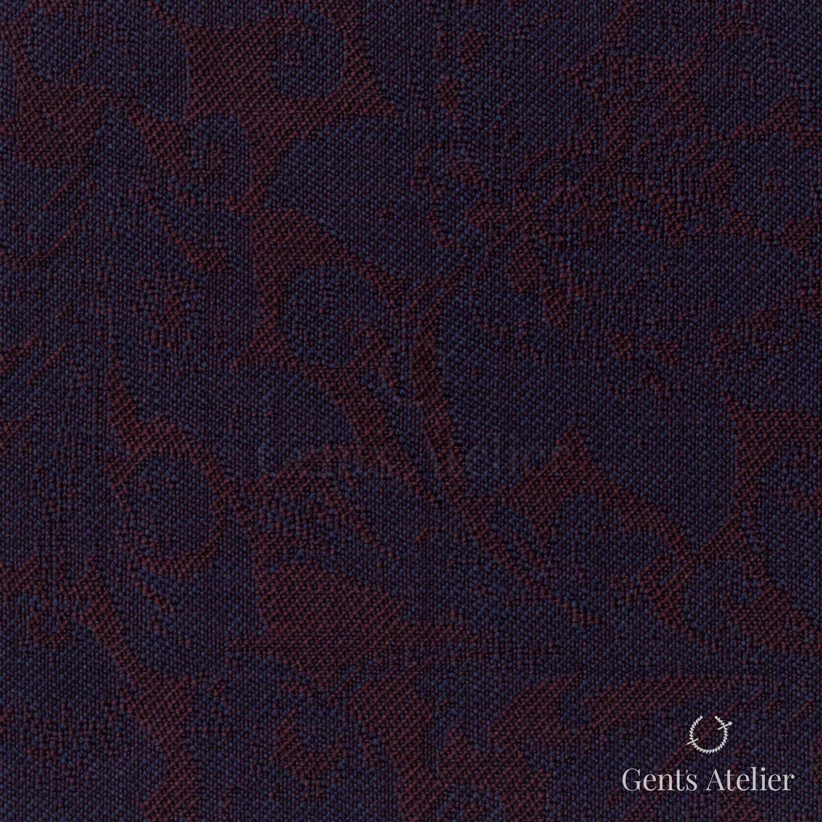 Костюмная ткань Marzoni 609 - 441 / 1000 — Бордовый / Синий, узор, 100% шерсть