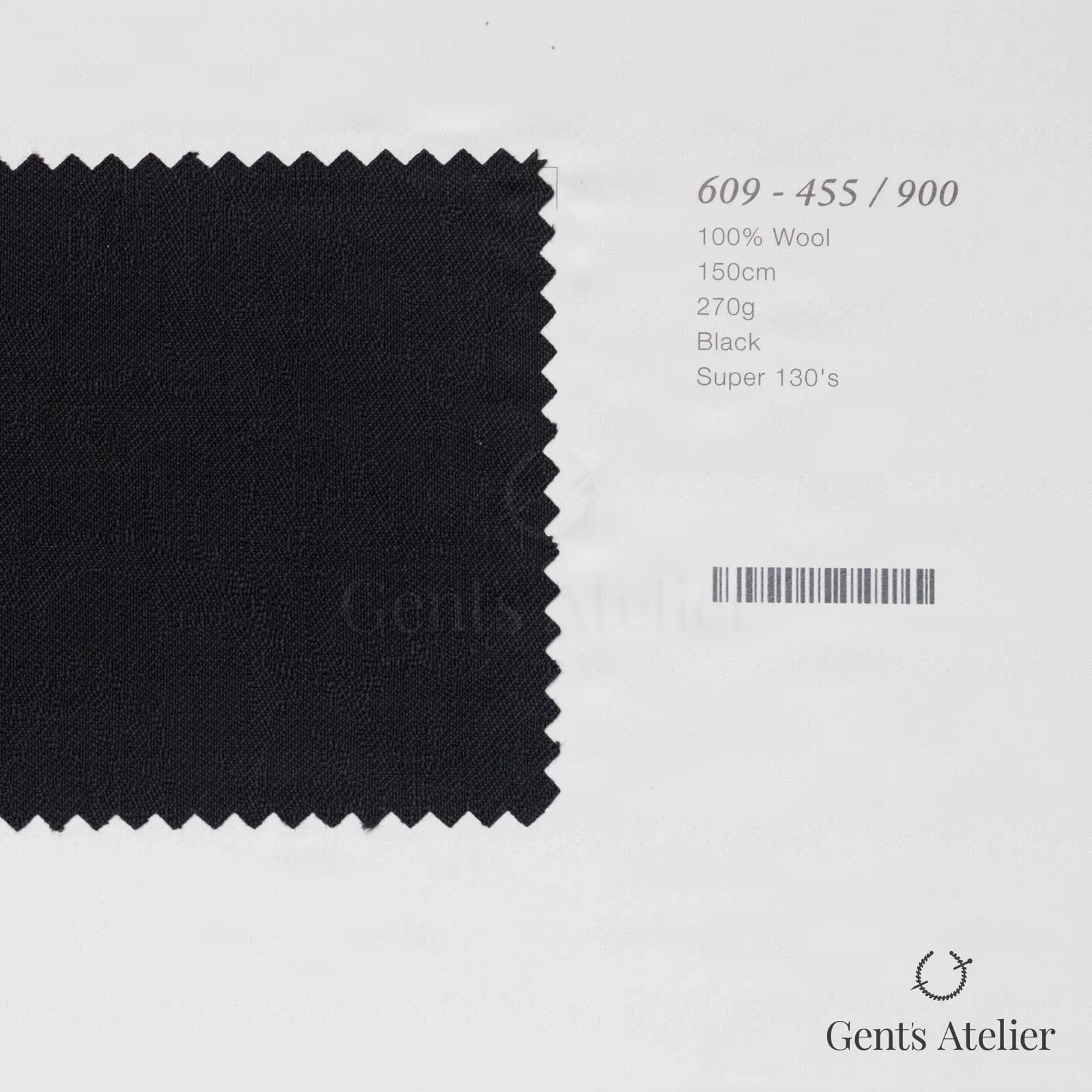 Образец ткани Marzoni 609 - 455 / 900 с этикеткой — Чёрный