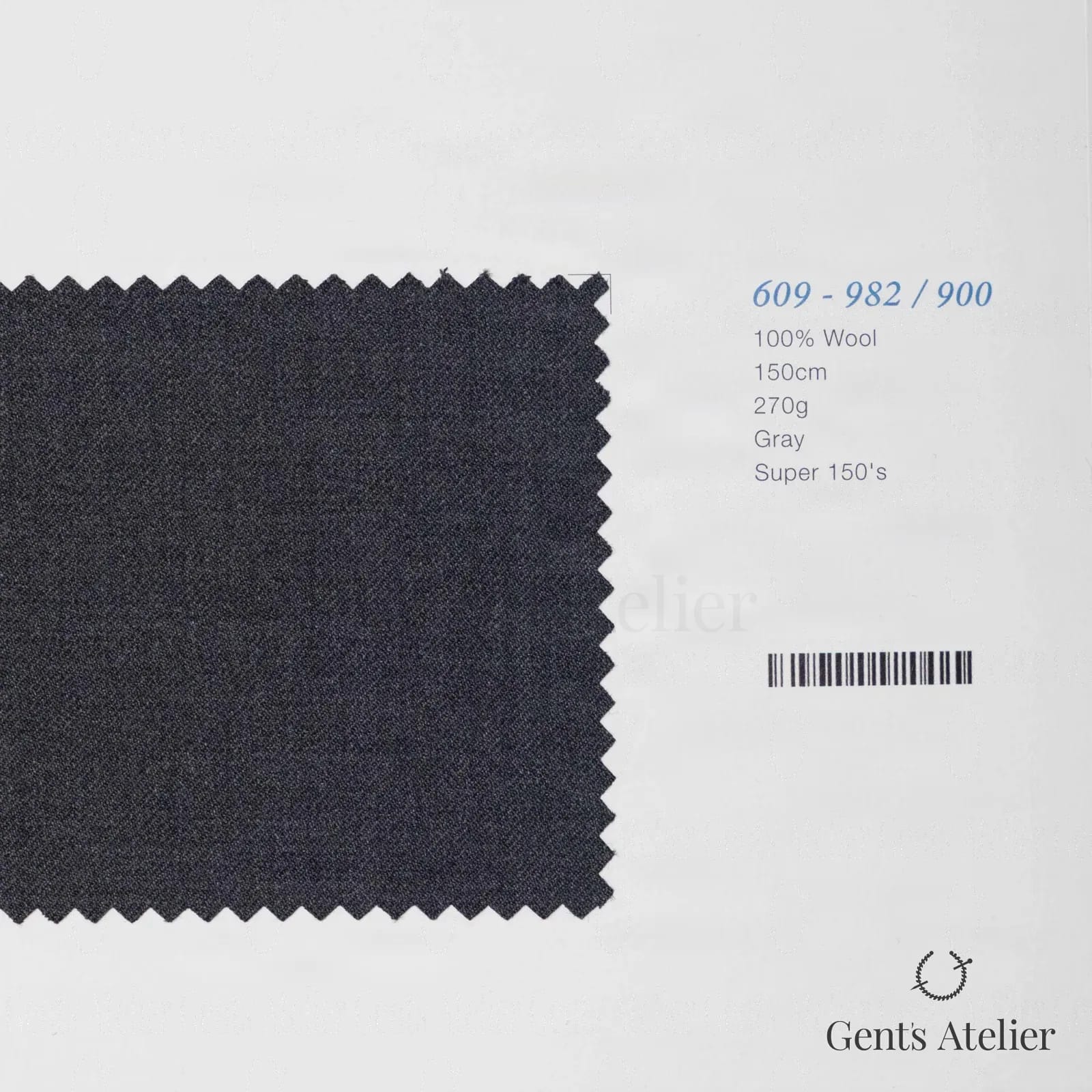 Образец ткани Marzoni 609 - 982 / 900 с этикеткой — Серый