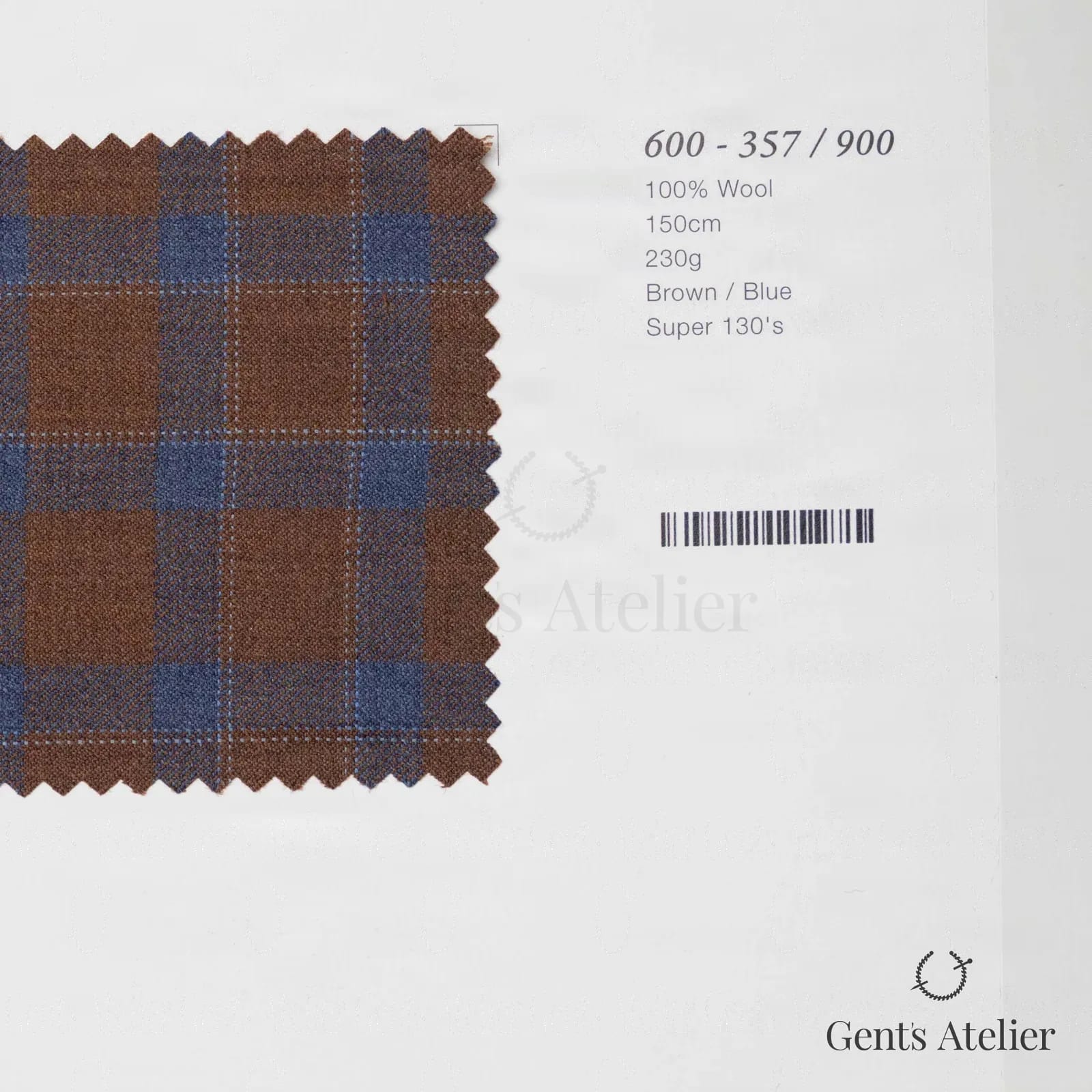 Образец ткани Marzoni 600 - 357 / 900 с этикеткой — Коричневый / Синий