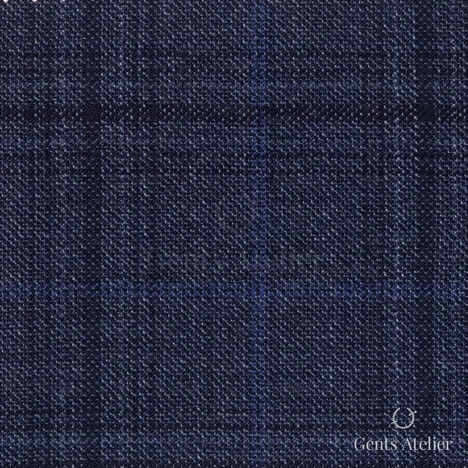 Костюмная ткань Marzoni 600 - 385 / 900 — Синий, оконная клетка, 100% шерсть