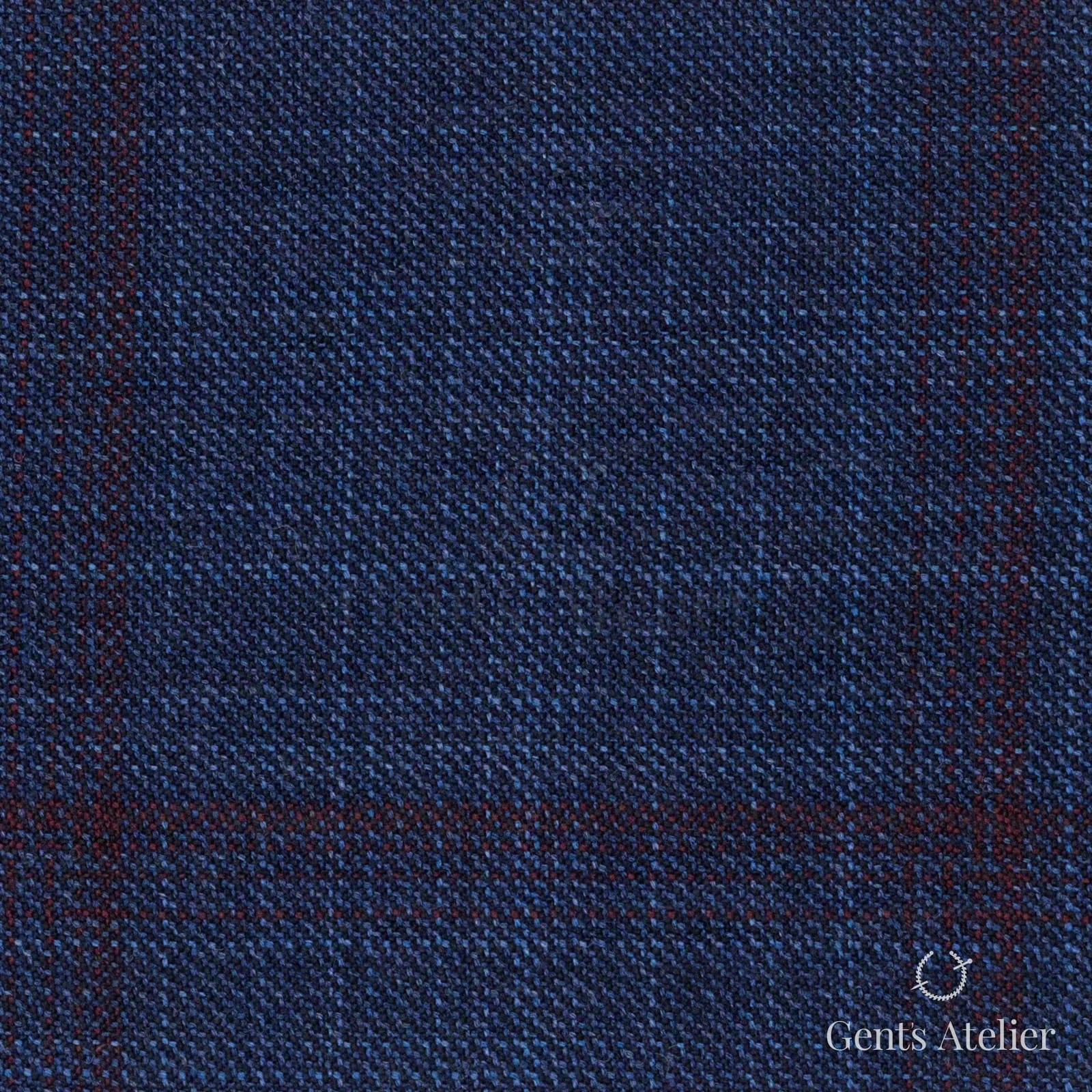 Костюмная ткань Marzoni 600 - 463 / 1000 — Тёмно-синий / Бордовый, оконная клетка, 100% шерсть