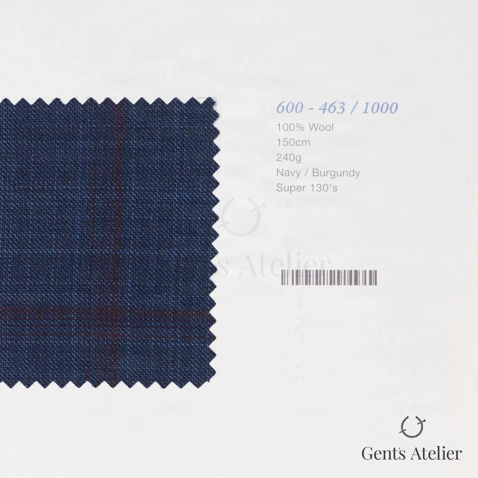 Образец ткани Marzoni 600 - 463 / 1000 с этикеткой — Тёмно-синий / Бордовый