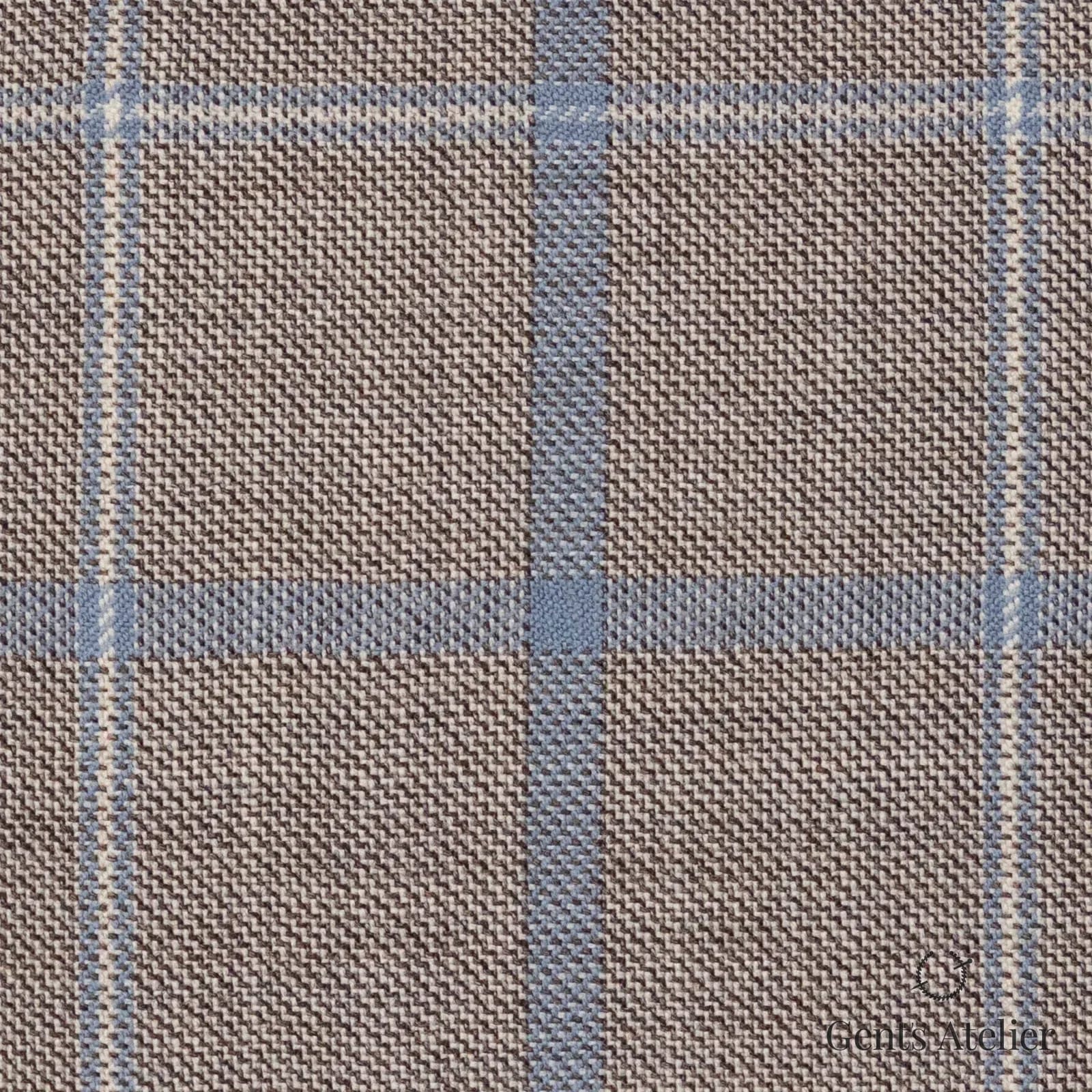 Костюмная ткань Marzoni 600 - 488 / 1000 — Тауп / Синий, оконная клетка, 100% шерсть