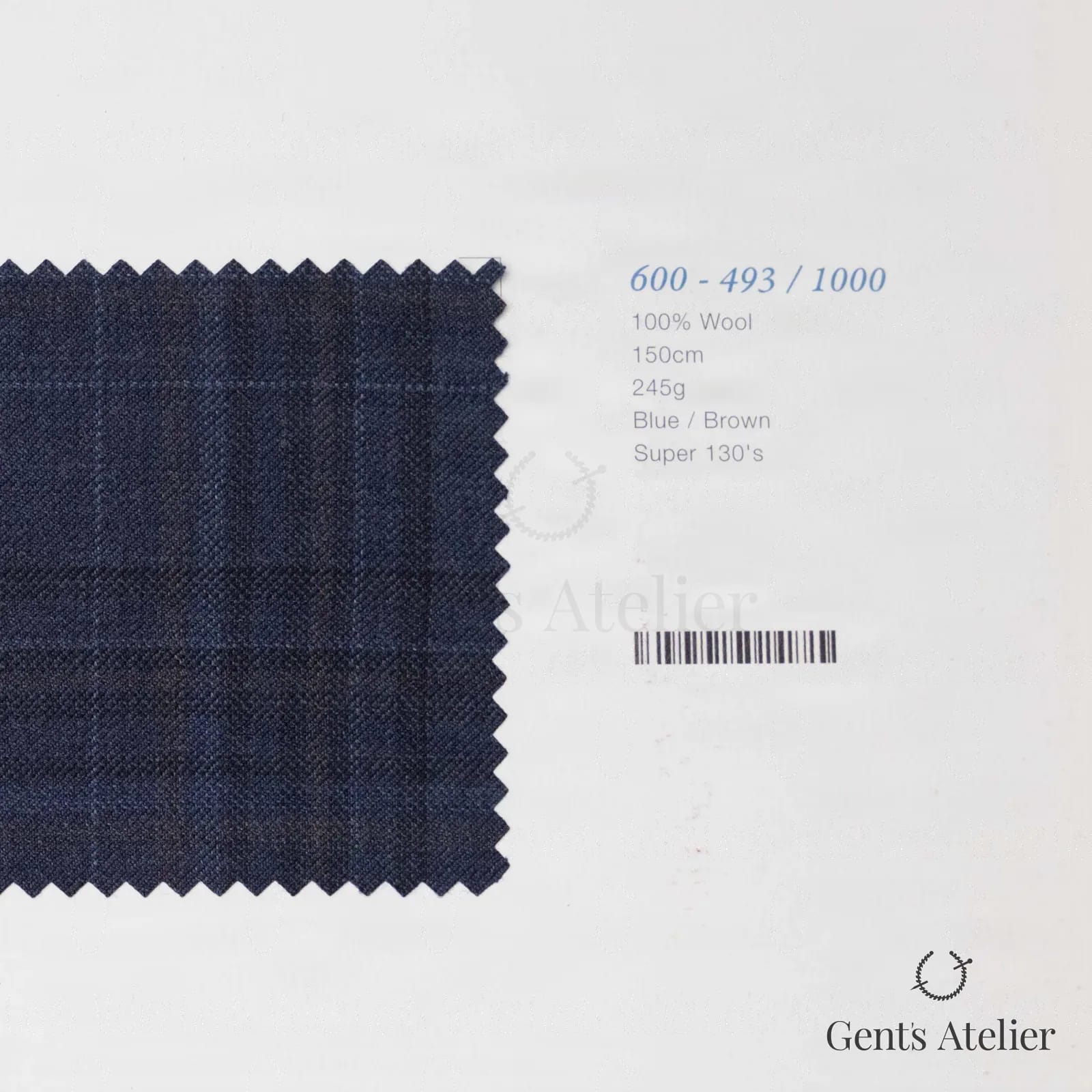 Образец ткани Marzoni 600 - 493 / 1000 с этикеткой — Синий / Коричневый
