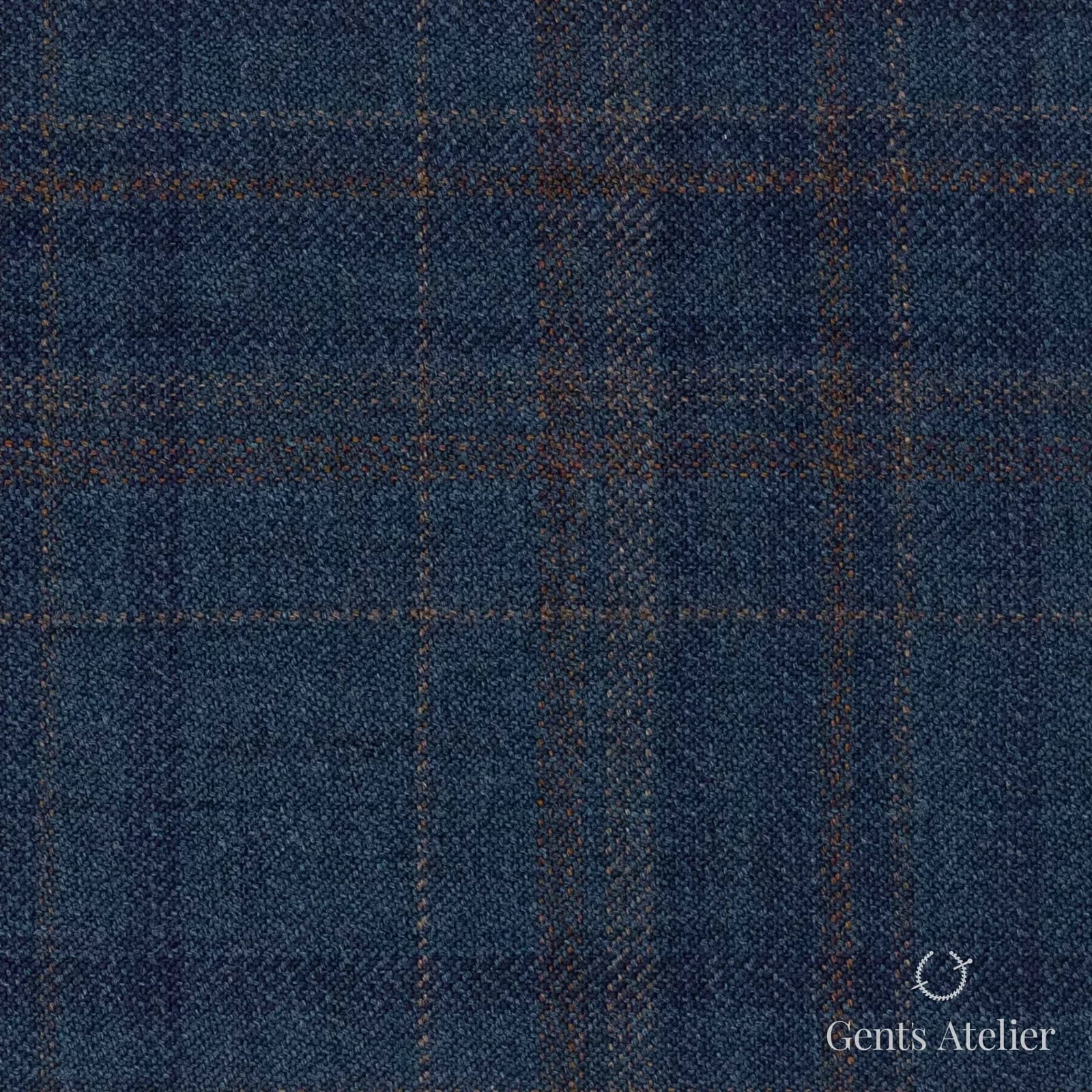 Костюмная ткань Marzoni 600 - 494 / 1000 — Teal / Коричневый, оконная клетка, 100% шерсть