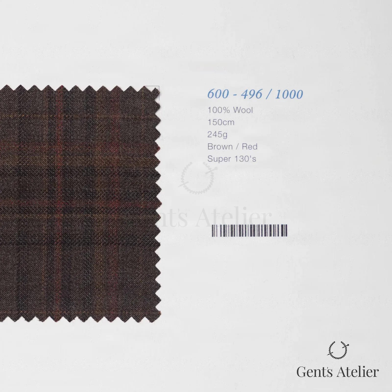 Образец ткани Marzoni 600 - 496 / 1000 с этикеткой — Коричневый / Красный