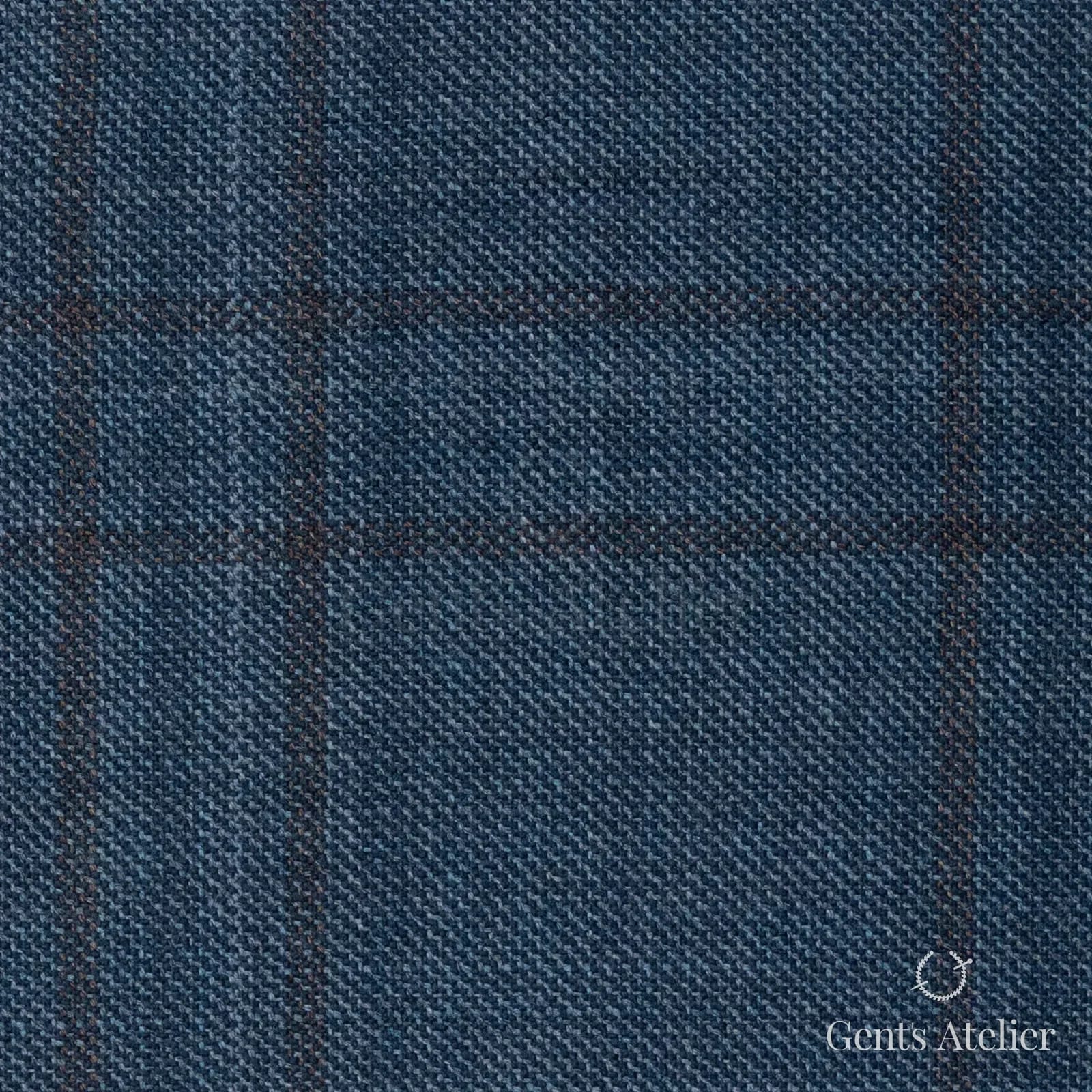 Костюмная ткань Marzoni 600 - 497 / 1000 — Teal / Коричневый, оконная клетка, 100% шерсть