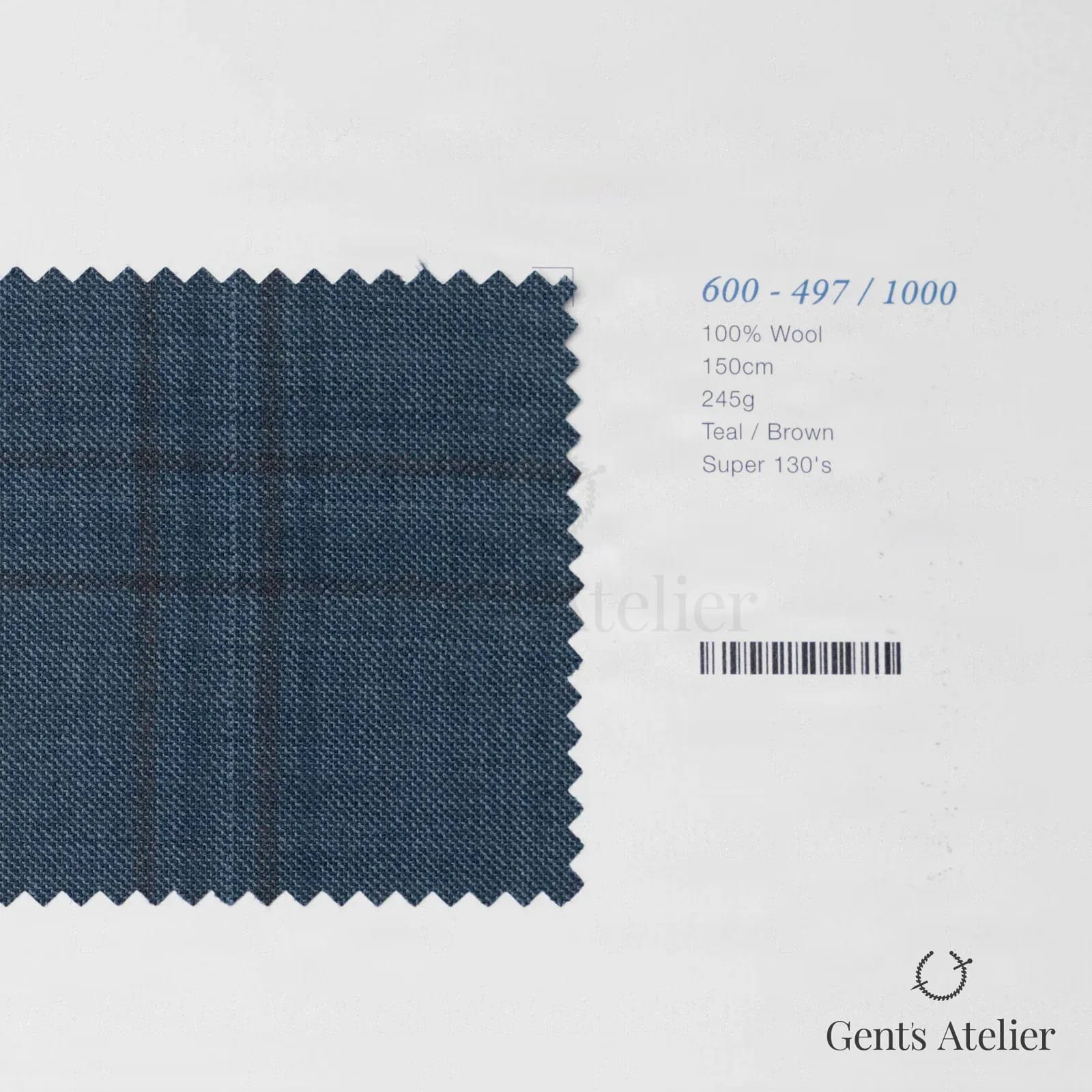 Образец ткани Marzoni 600 - 497 / 1000 с этикеткой — Teal / Коричневый