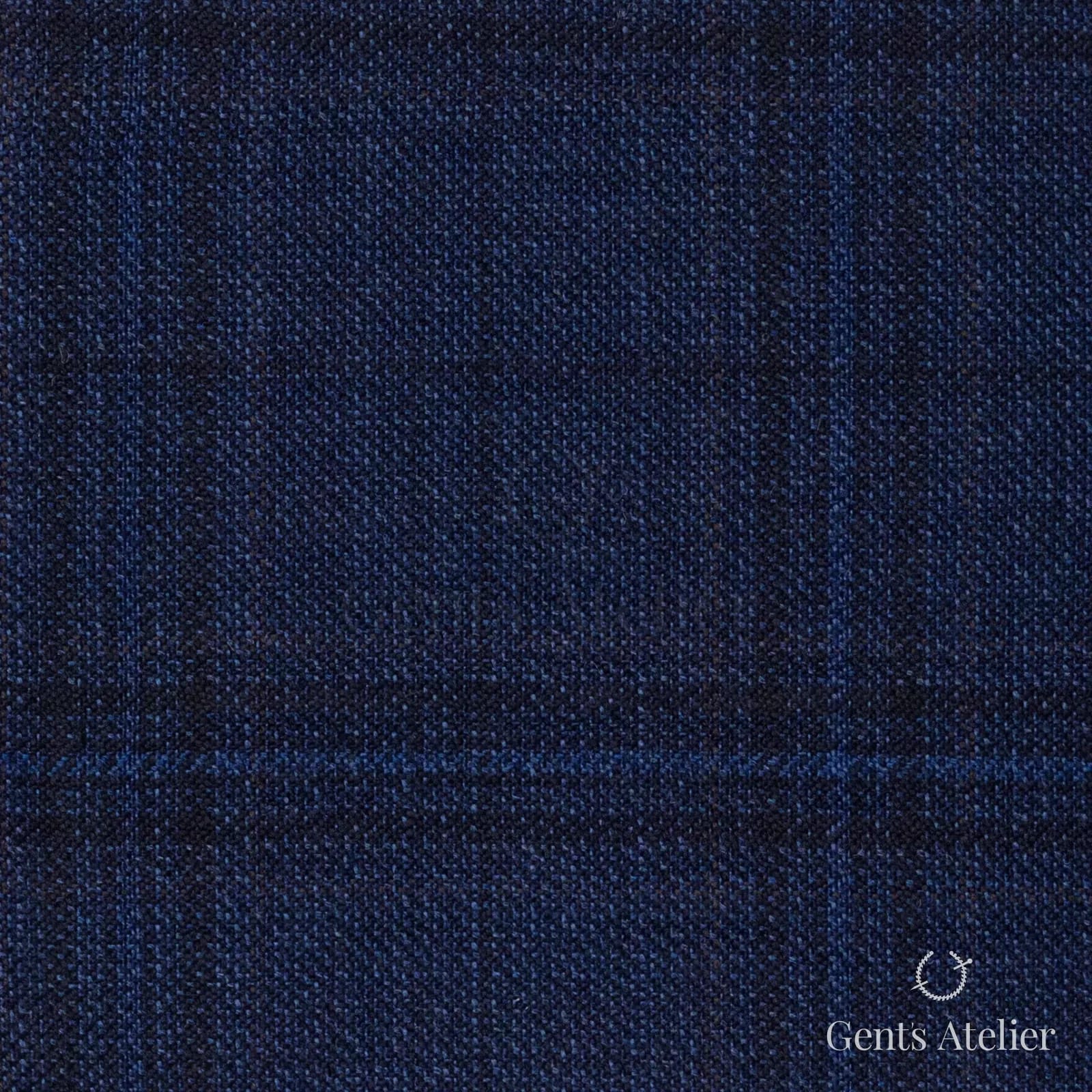 Костюмная ткань Marzoni 600 - 499 / 1000 — Синий / Тёмно-синий, оконная клетка, 100% шерсть