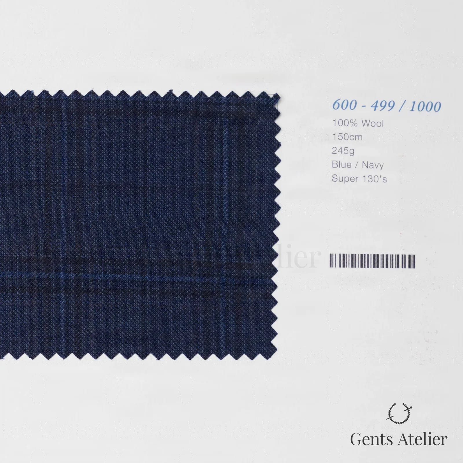 Образец ткани Marzoni 600 - 499 / 1000 с этикеткой — Синий / Тёмно-синий