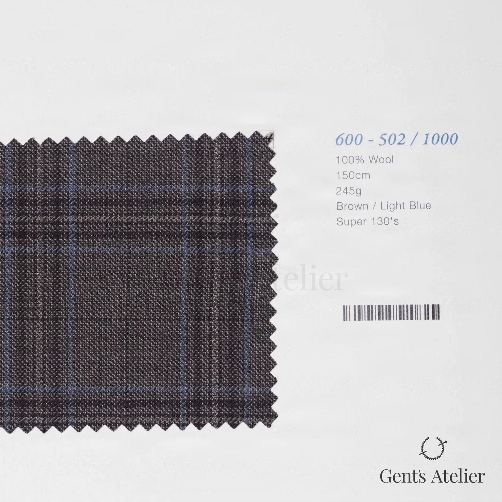 Образец ткани Marzoni 600 - 502 / 1000 с этикеткой — Коричневый / Голубой