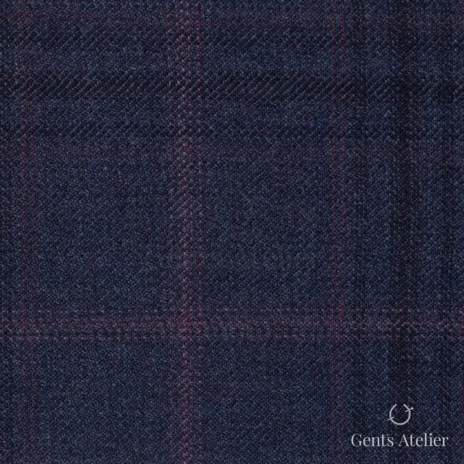 Костюмная ткань Marzoni 600 - 503 / 1000 — Тёмно-синий / Бордовый, оконная клетка, 100% шерсть