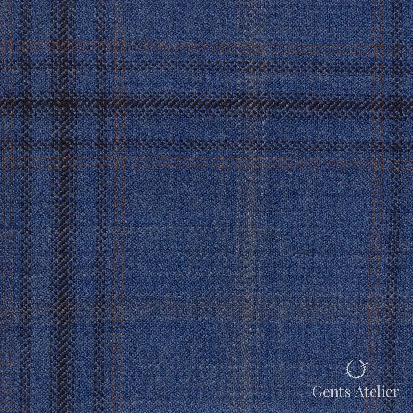 Костюмная ткань Marzoni 600 - 504 / 1000 — Синий / Tan, оконная клетка, 100% шерсть