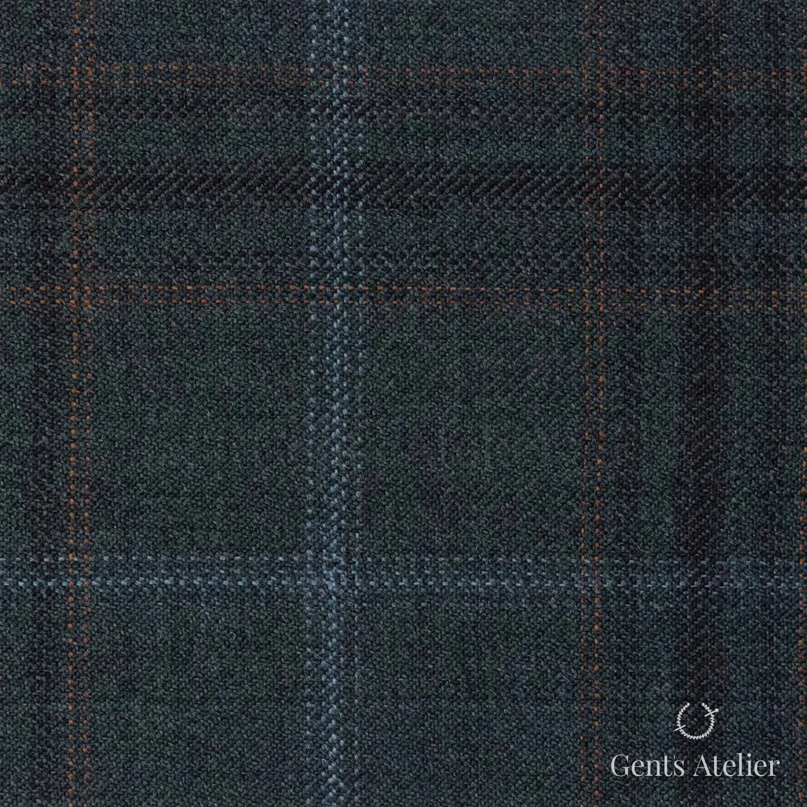 Костюмная ткань Marzoni 600 - 505 / 1000 — Зелёный / Коричневый, оконная клетка, 100% шерсть