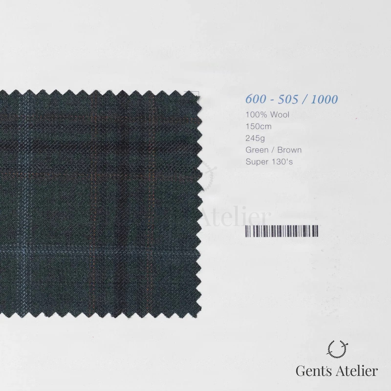 Образец ткани Marzoni 600 - 505 / 1000 с этикеткой — Зелёный / Коричневый