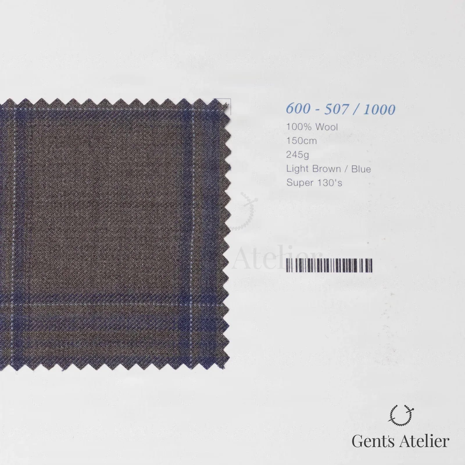 Образец ткани Marzoni 600 - 507 / 1000 с этикеткой — Light Brown / Синий