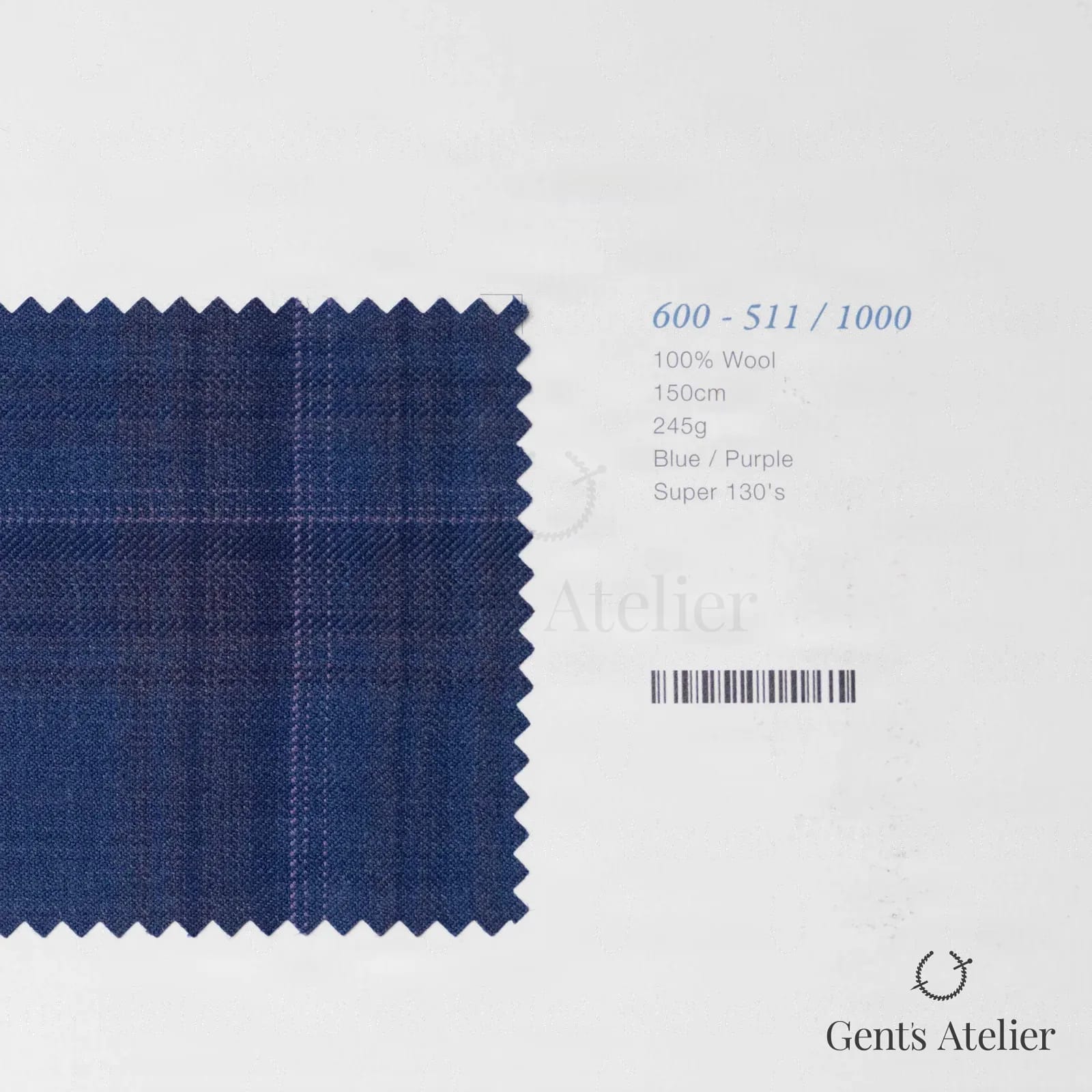 Образец ткани Marzoni 600 - 511 / 1000 с этикеткой — Синий / Фиолетовый