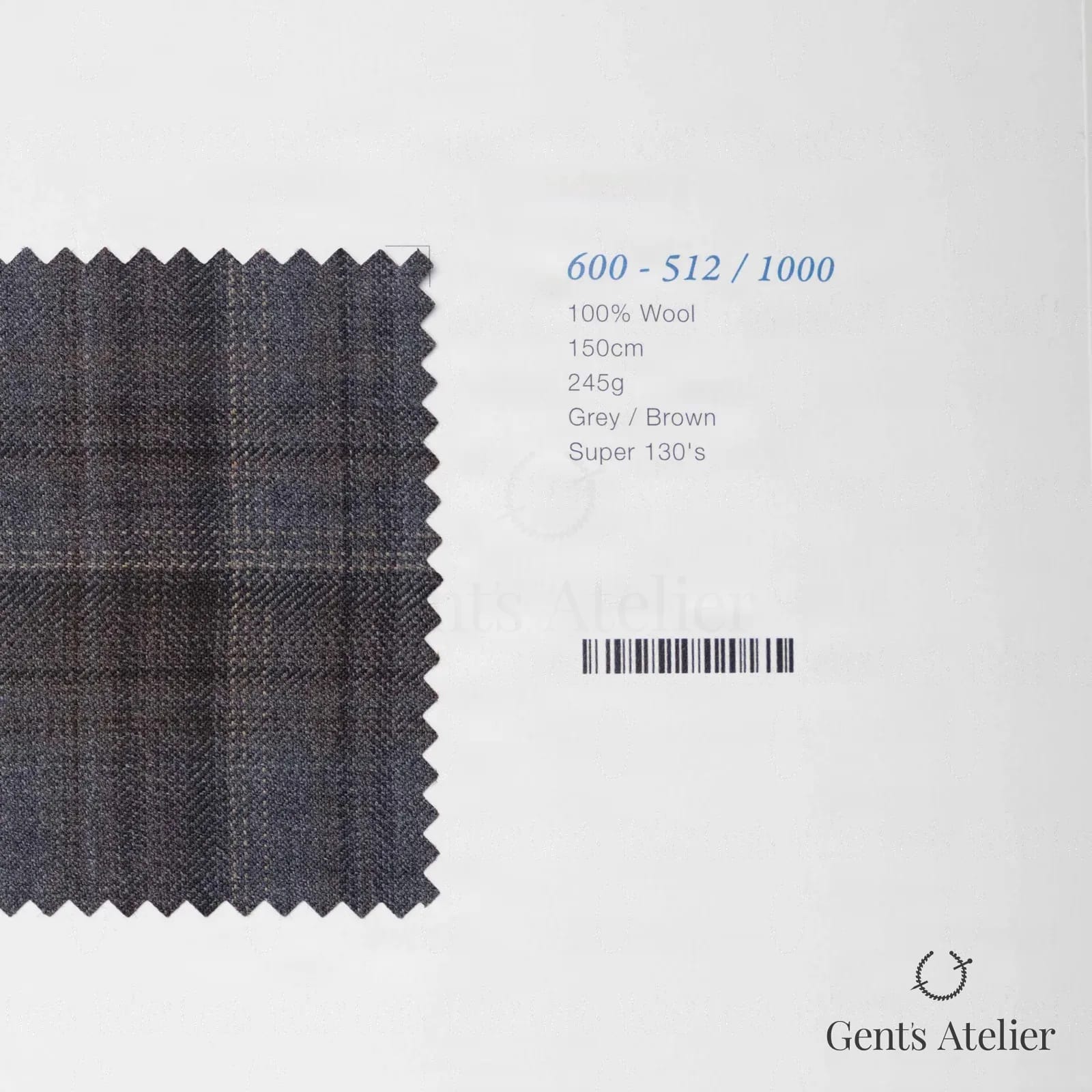 Образец ткани Marzoni 600 - 512 / 1000 с этикеткой — Серый / Коричневый