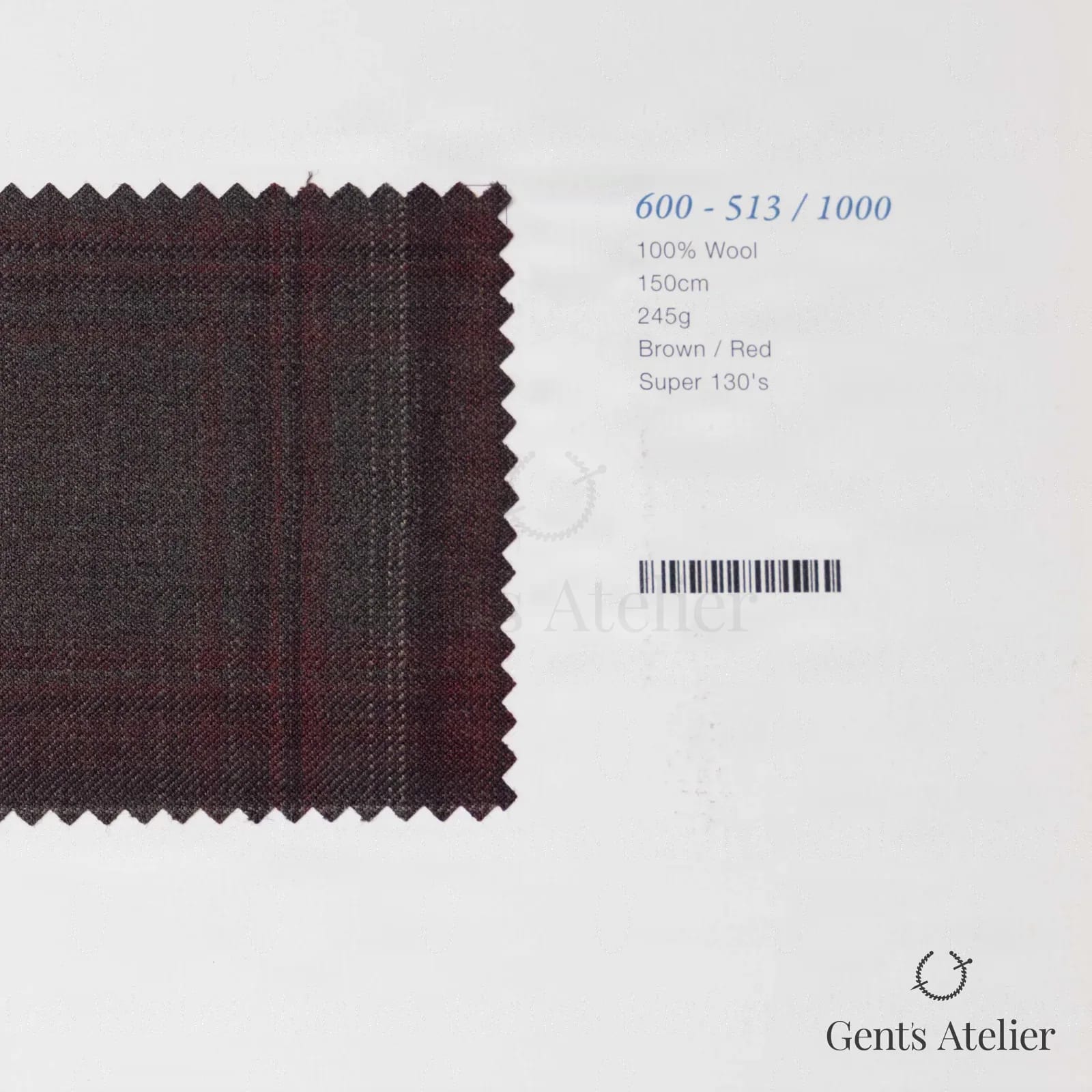 Образец ткани Marzoni 600 - 513 / 1000 с этикеткой — Коричневый / Красный