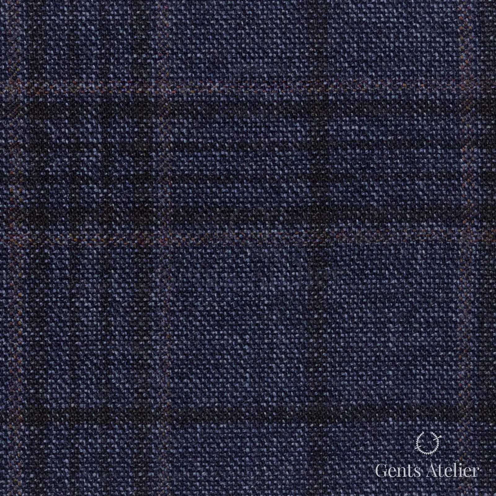 Костюмная ткань Marzoni 600 - 516 / 1000 — Синий / Коричневый, оконная клетка, 100% шерсть