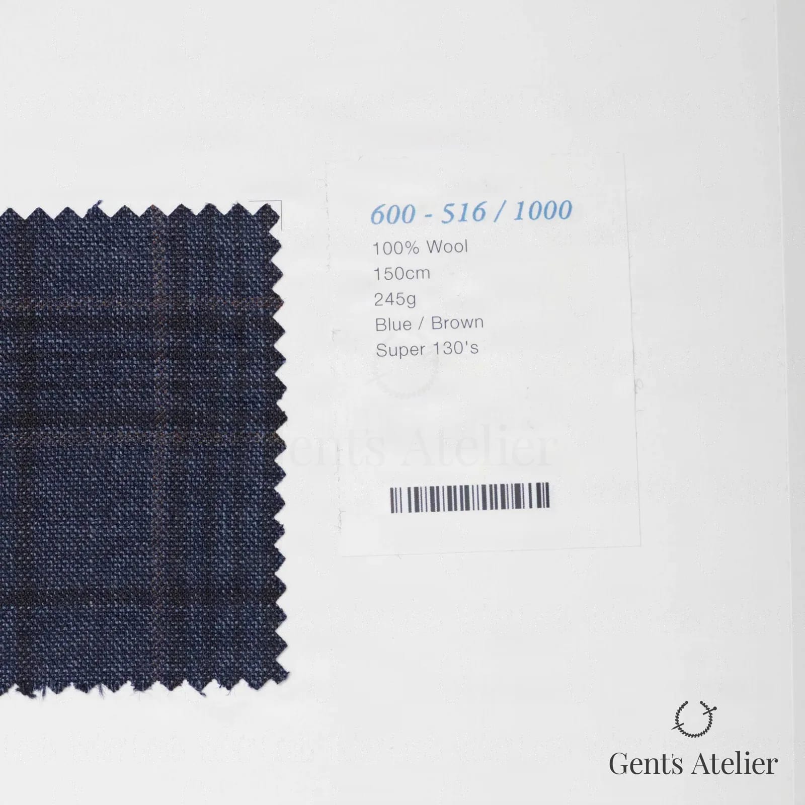 Образец ткани Marzoni 600 - 516 / 1000 с этикеткой — Синий / Коричневый