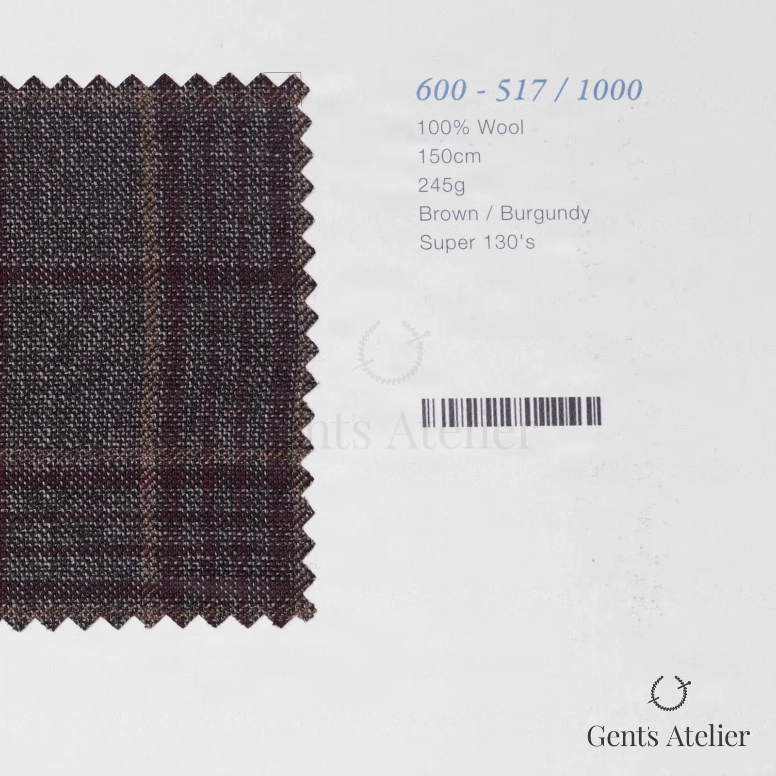 Образец ткани Marzoni 600 - 517 / 1000 с этикеткой — Коричневый / Бордовый