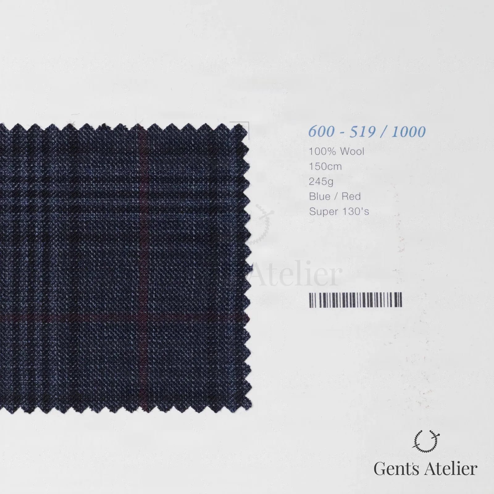 Образец ткани Marzoni 600 - 519 / 1000 с этикеткой — Синий / Красный
