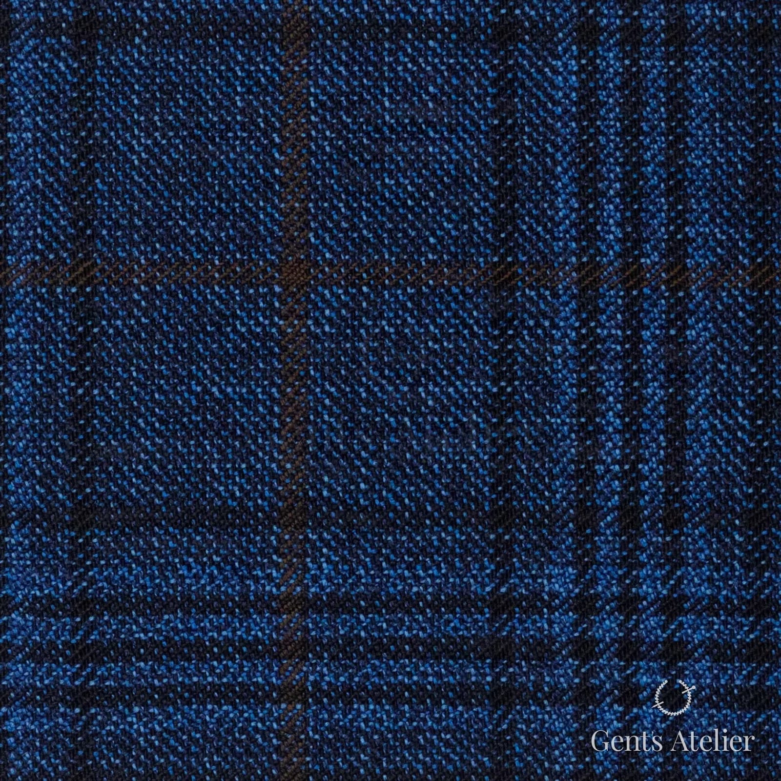 Костюмная ткань Marzoni 600 - 521 / 1000 — Синий / Коричневый, оконная клетка, 100% шерсть