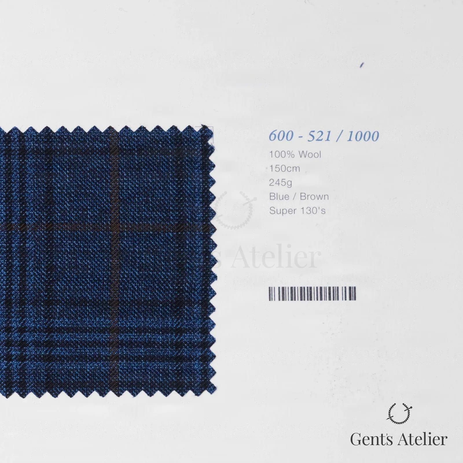 Образец ткани Marzoni 600 - 521 / 1000 с этикеткой — Синий / Коричневый