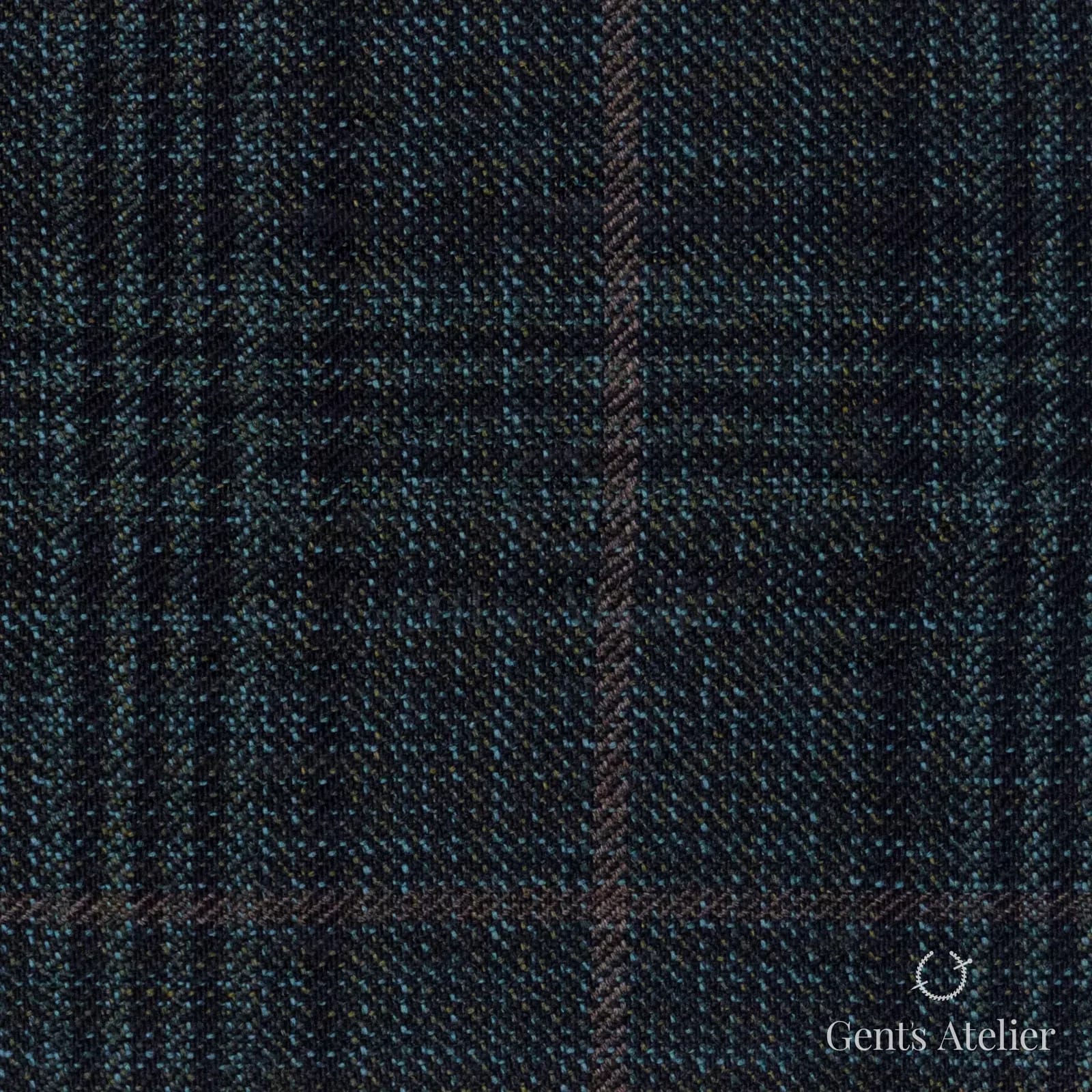 Костюмная ткань Marzoni 600 - 523 / 1000 — Зелёный / Коричневый, оконная клетка, 100% шерсть