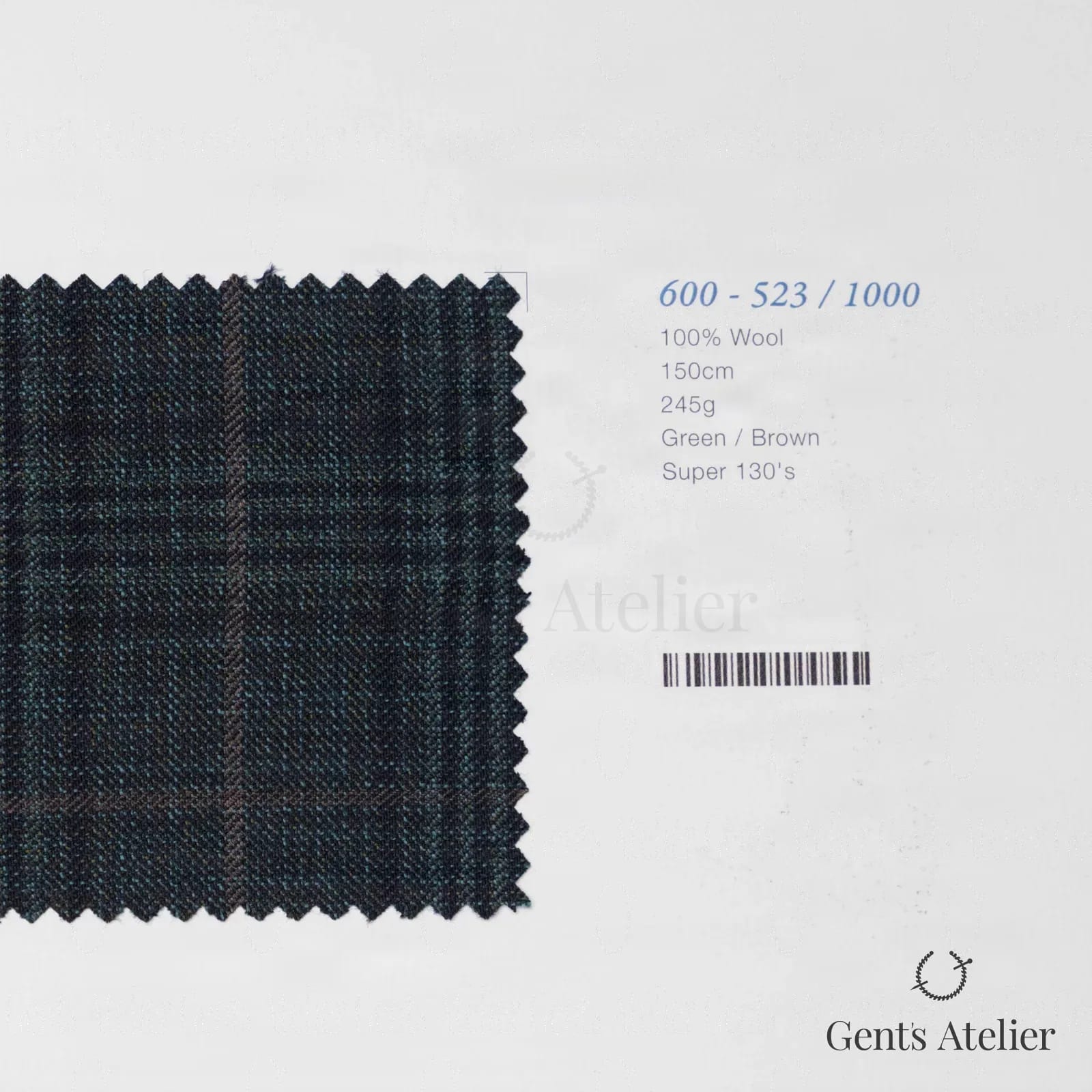 Образец ткани Marzoni 600 - 523 / 1000 с этикеткой — Зелёный / Коричневый