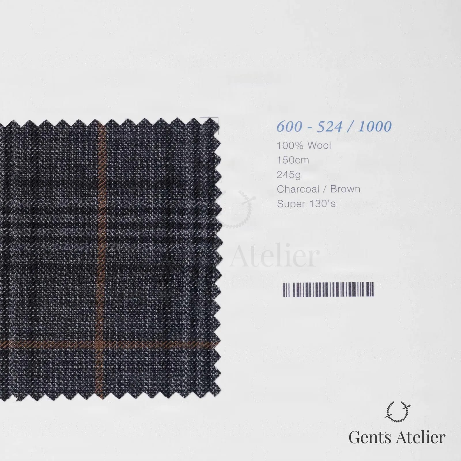 Образец ткани Marzoni 600 - 524 / 1000 с этикеткой — Антрацит / Коричневый
