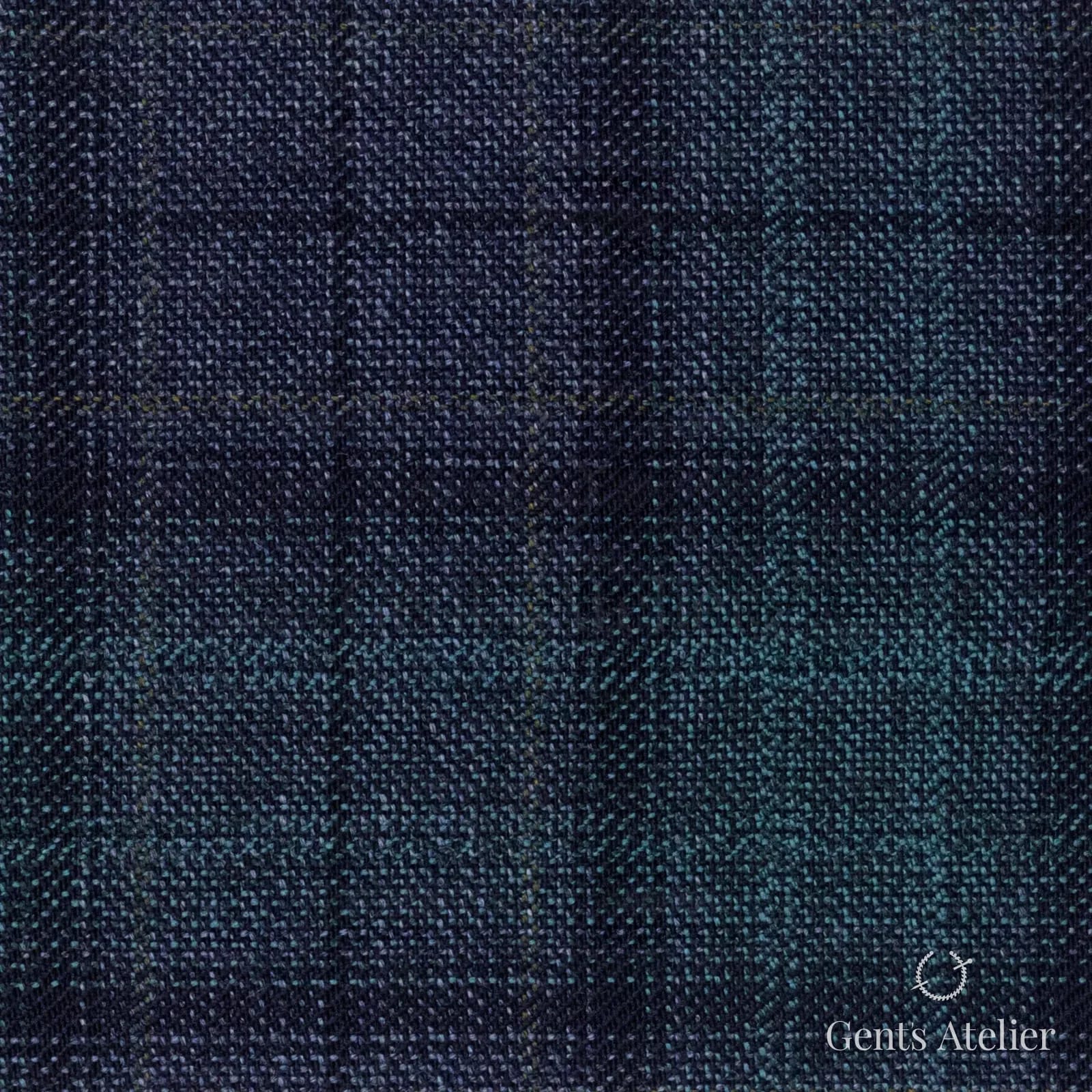Костюмная ткань Marzoni 600 - 525 / 1000 — Синий / Зелёный, оконная клетка, 100% шерсть