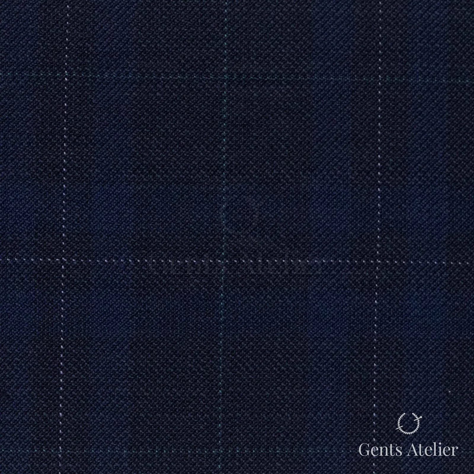 Костюмная ткань Marzoni 607 - 861 / 1000 — Синий / Зелёный, оконная клетка, 100% шерсть