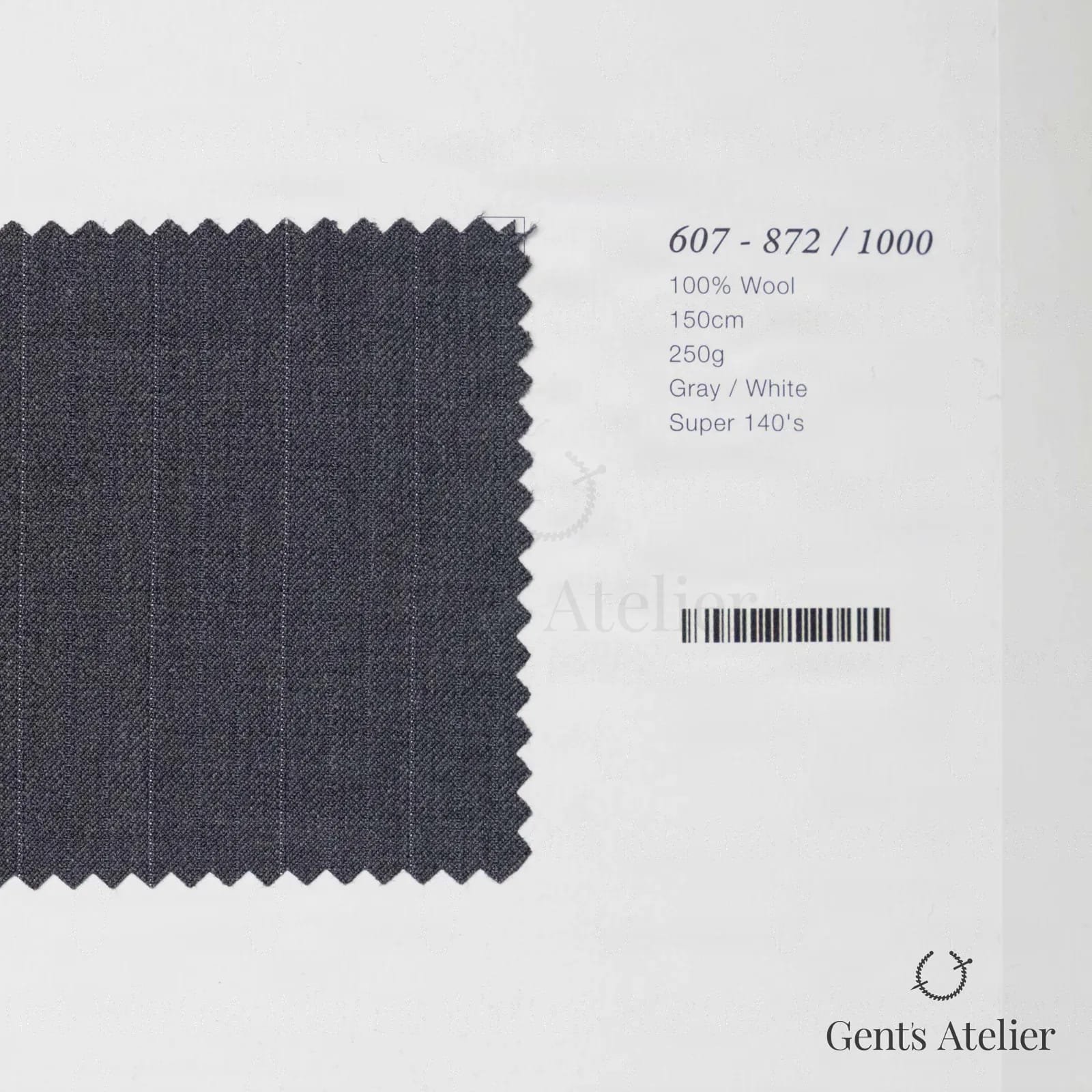 Образец ткани Marzoni 607 - 872 / 1000 с этикеткой — Серый / Белый