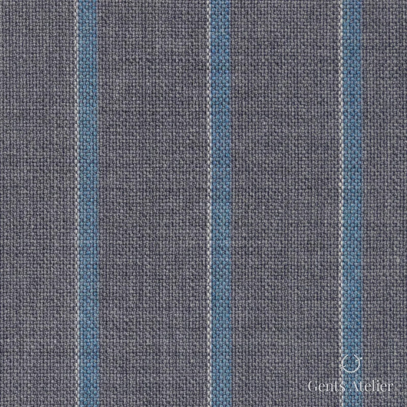 Костюмная ткань Marzoni 607 - 876 / 1000 — Светло-серый / Mint, полоса, 100% шерсть