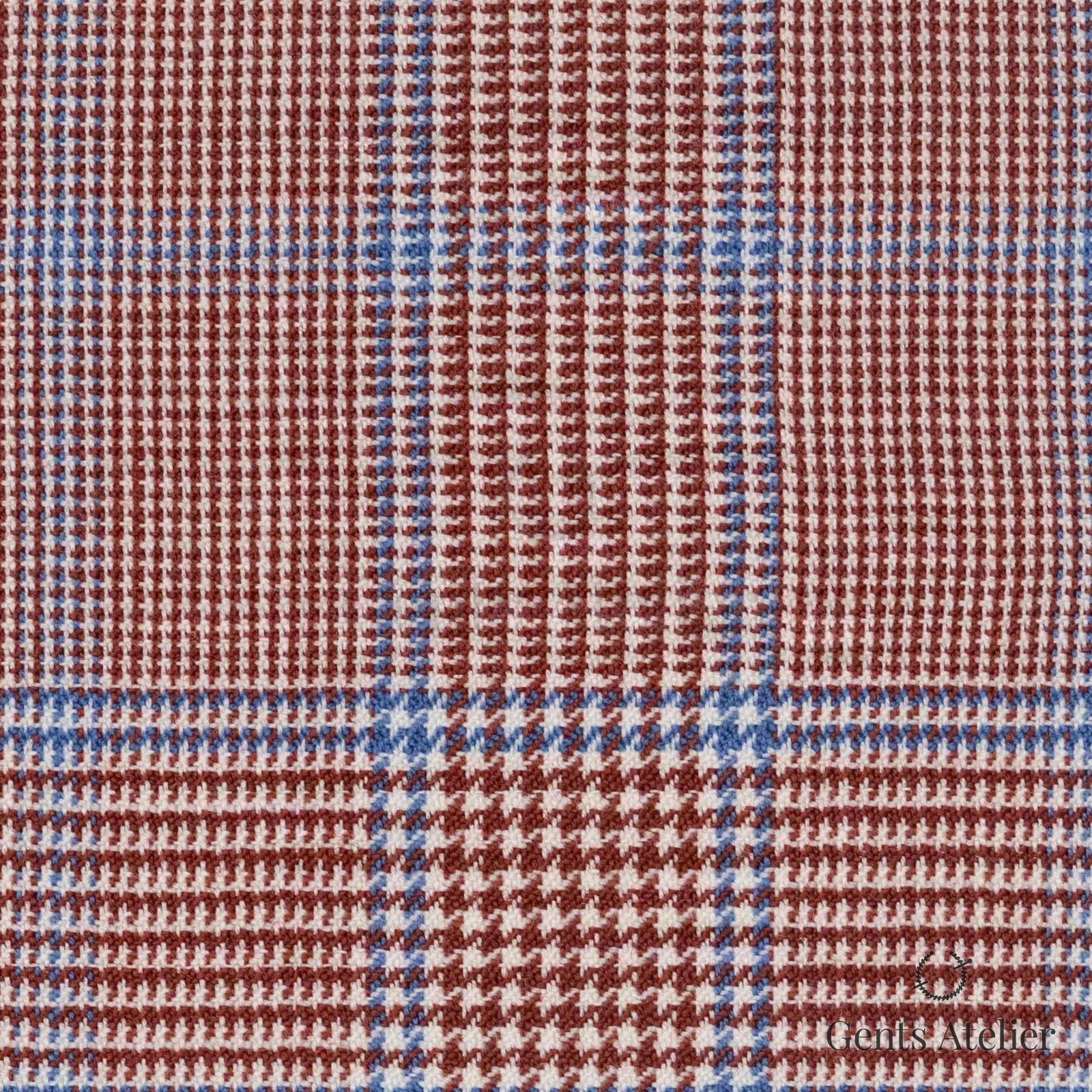 Костюмная ткань Marzoni 609 - 039 / 900 — Brick Orange / Синий, гусиная лапка, 100% шерсть