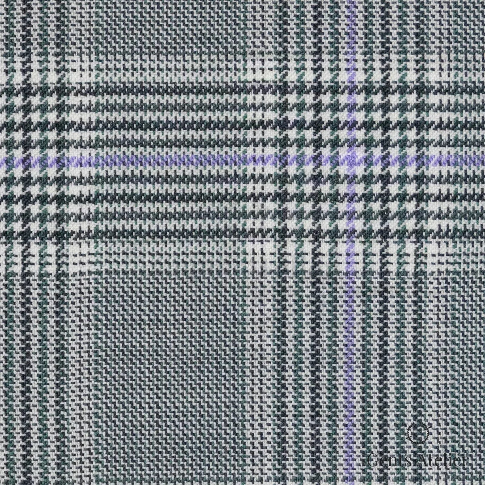 Костюмная ткань Marzoni 609 - 067 / 1000 — Зелёный / Light purple, гусиная лапка, 100% шерсть
