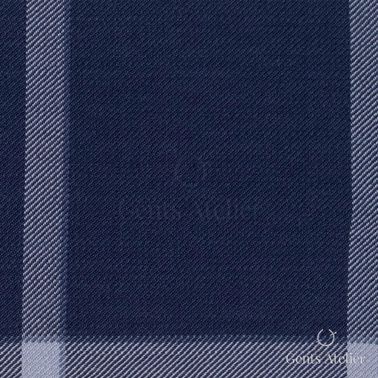 Костюмная ткань Marzoni 609 - 074 / 1000 — Синий / Белый, оконная клетка, 100% шерсть
