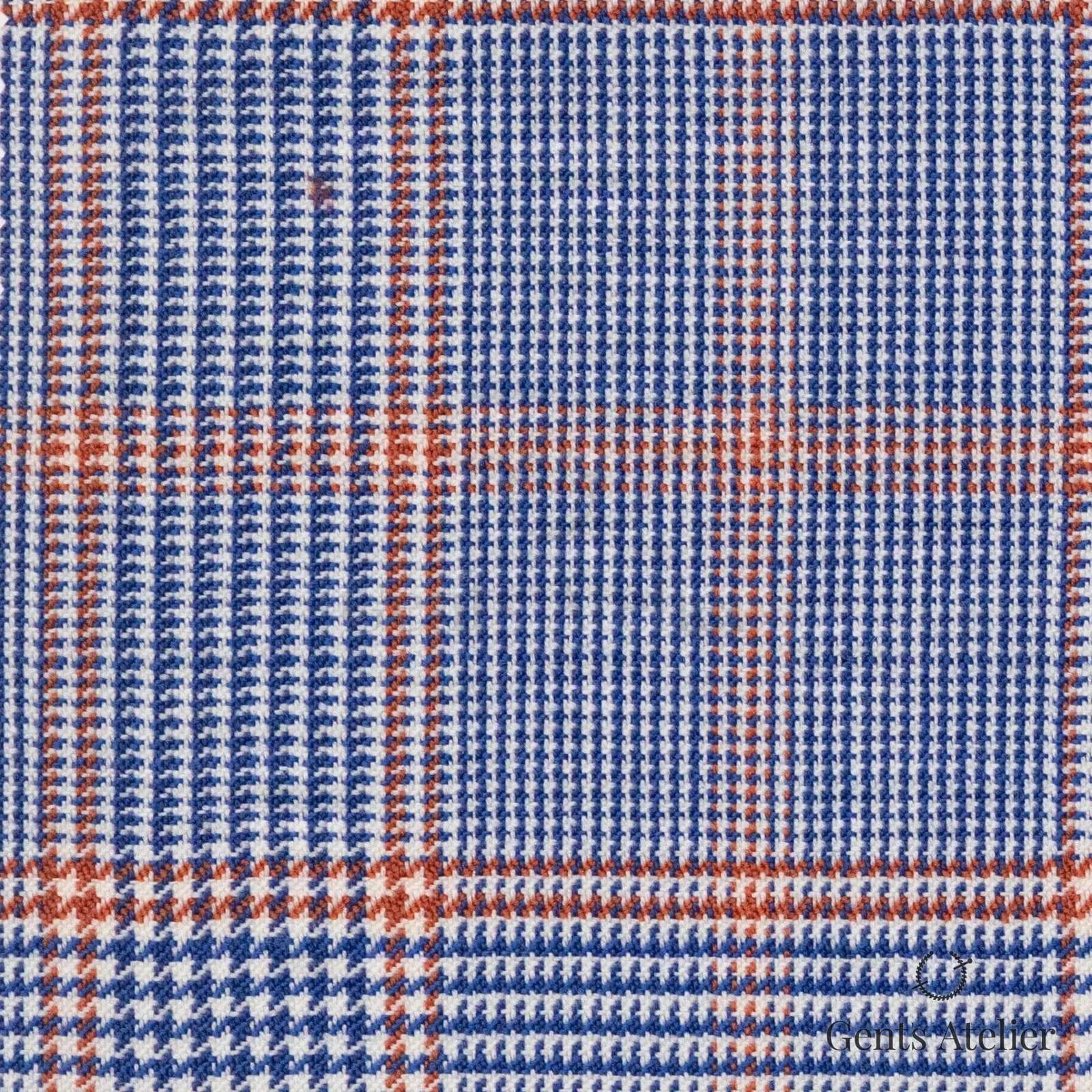 Костюмная ткань Marzoni 609 - 083 / 900 — Синий / Orange, гусиная лапка, 100% шерсть