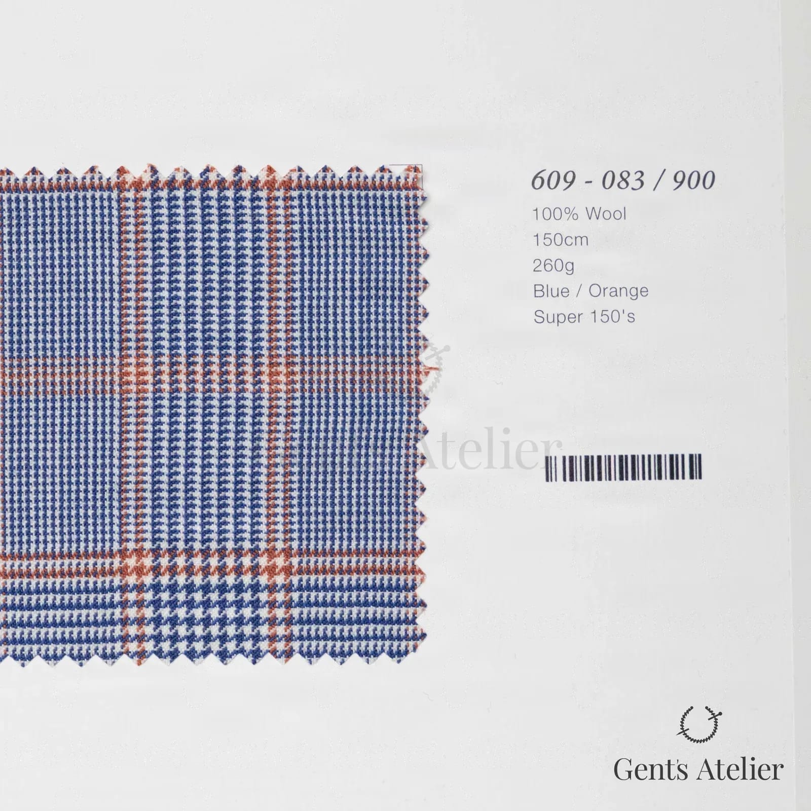 Образец ткани Marzoni 609 - 083 / 900 с этикеткой — Синий / Orange