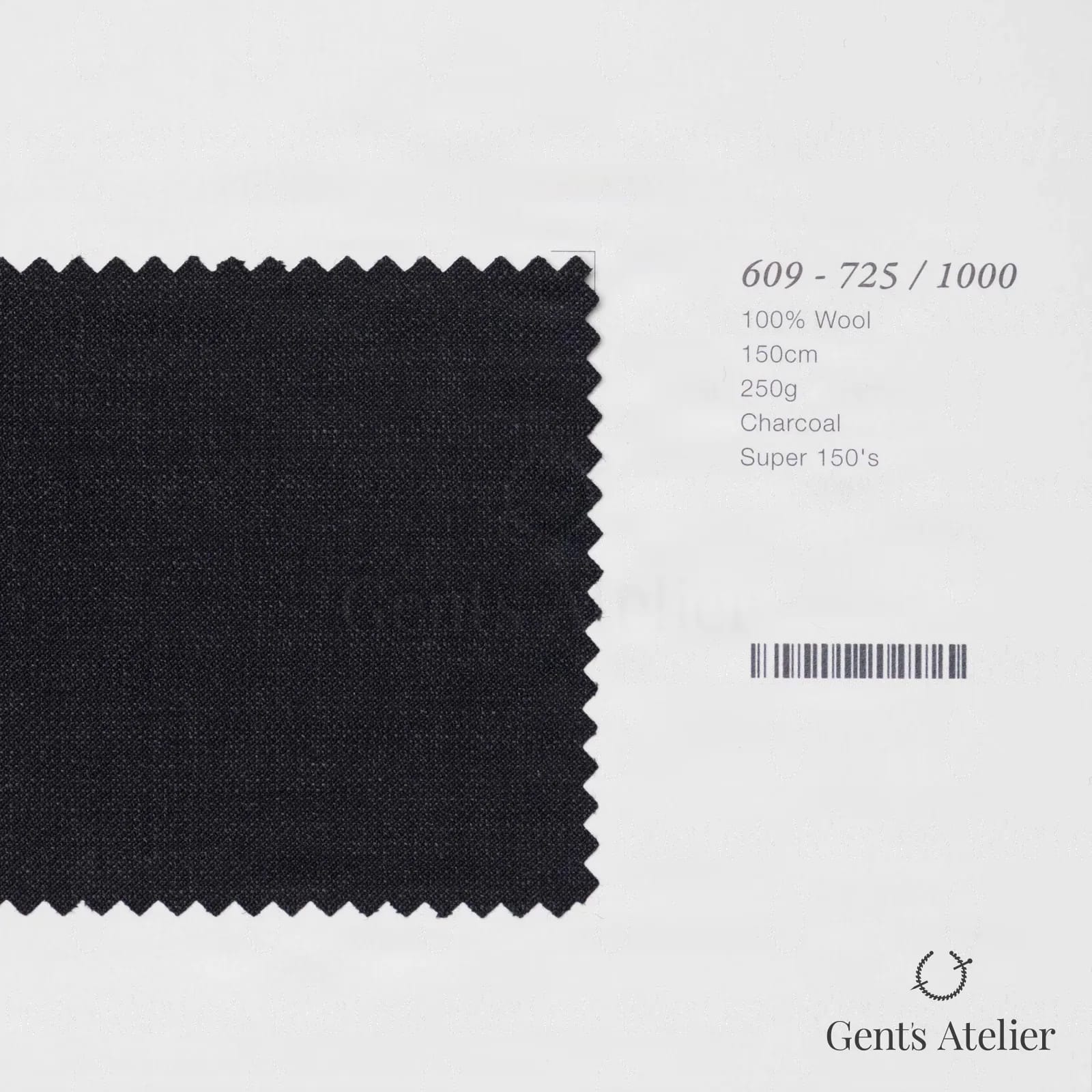 Образец ткани Marzoni 609 - 725 / 1000 с этикеткой — Антрацит
